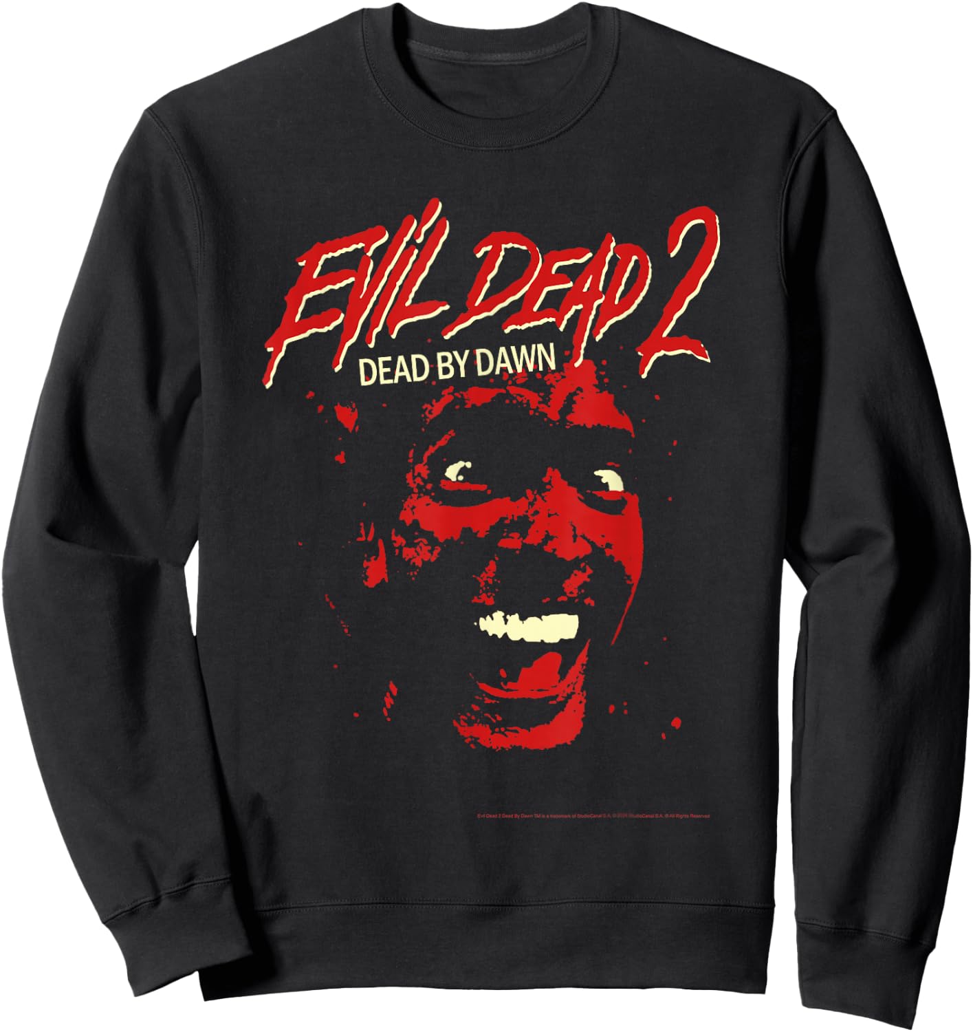 Ripple Junction x Evil Dead 2 Ash Williams Bloody Face , Black, S Sweatshirt - Sweatshirt | Black