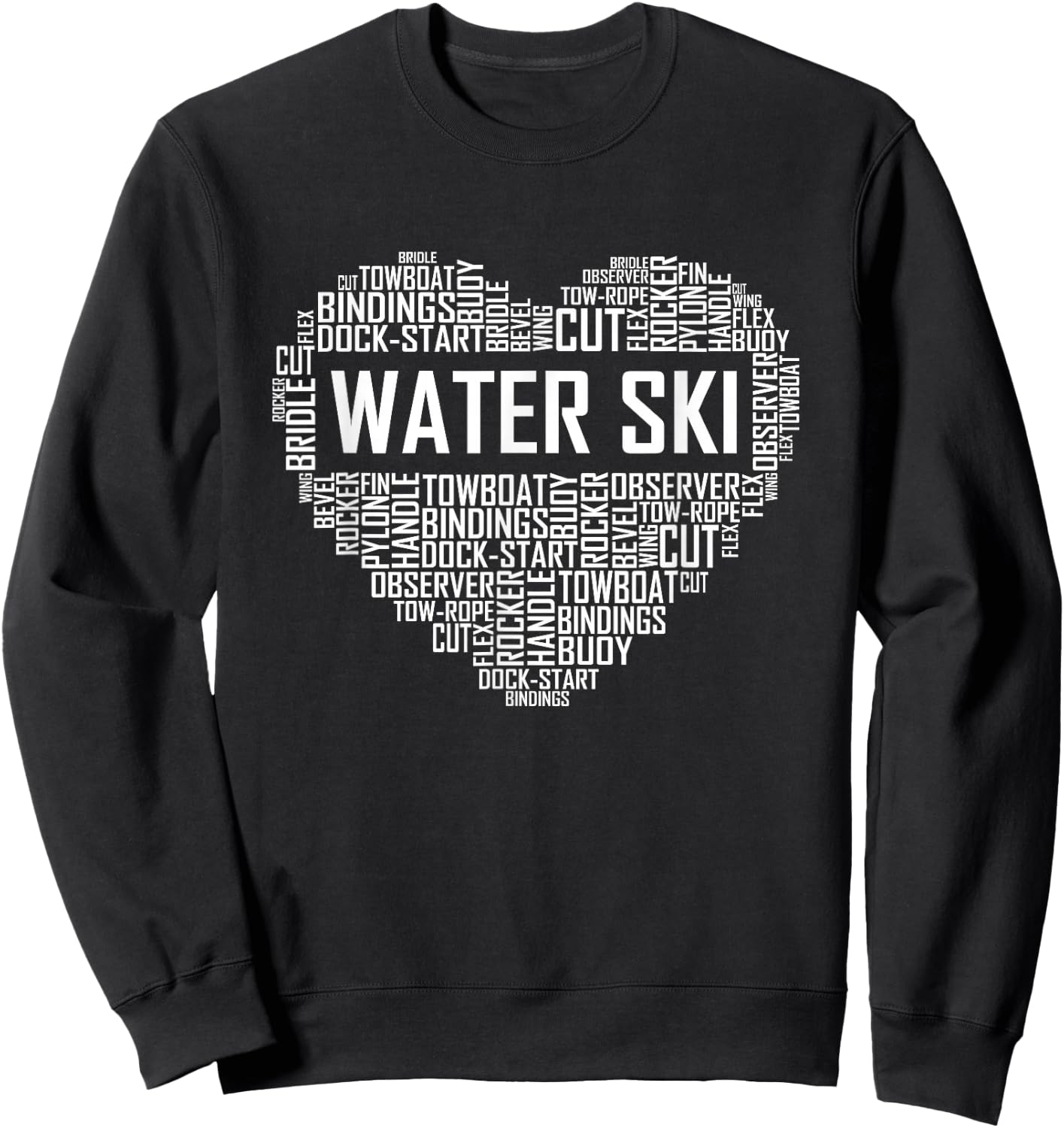 Water Ski Heart Lover Gift Waterski Love Gifts Skiing Sweatshirt - Sweatshirt | Black