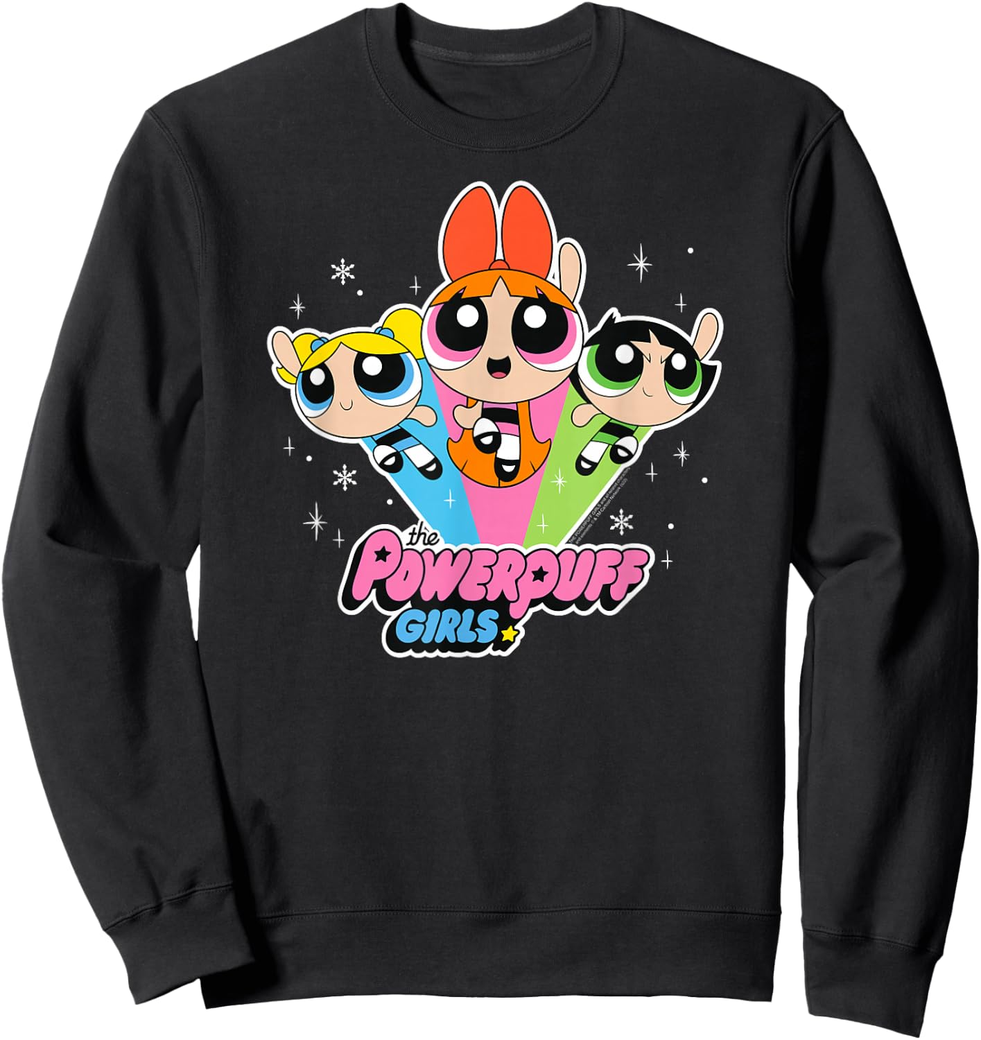 Cartoon Network The Powerpuff Girls Logo With Snowflakes , black Sweatshirt - Sweatshirt | Black