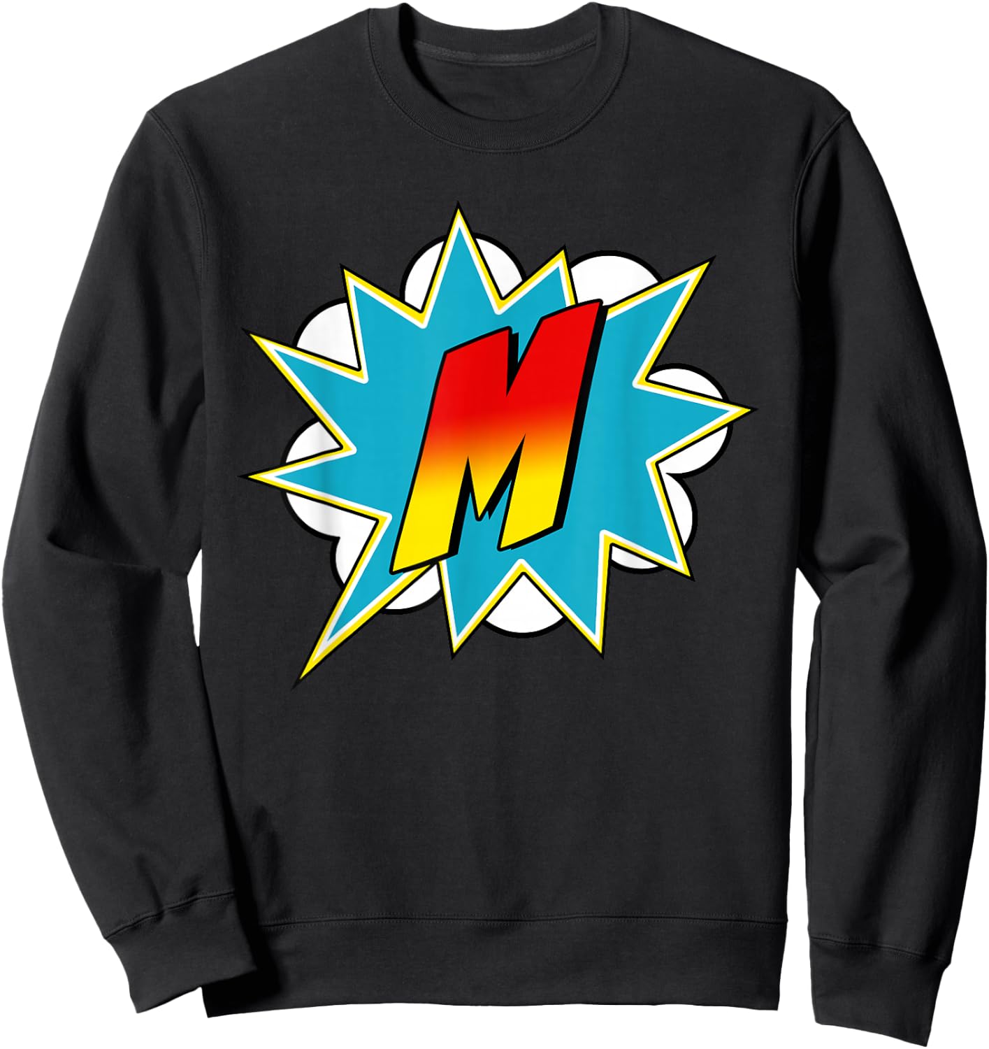 Buchstabe M Name Superheld Comic Retro Kostüm Sweatshirt - Sweatshirt | Black