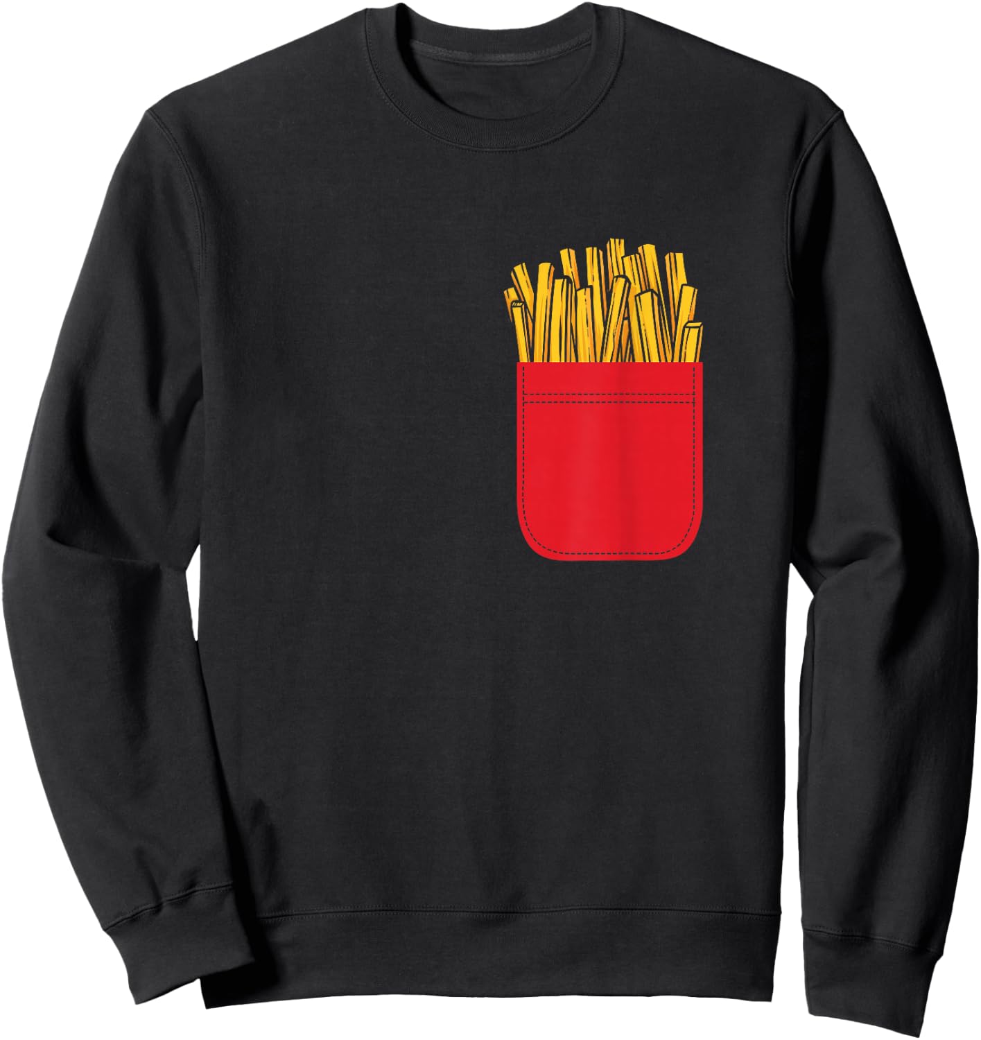 Fries in Chest Pocket Logo Fries Gift , black Sweatshirt - Sweatshirt | Black