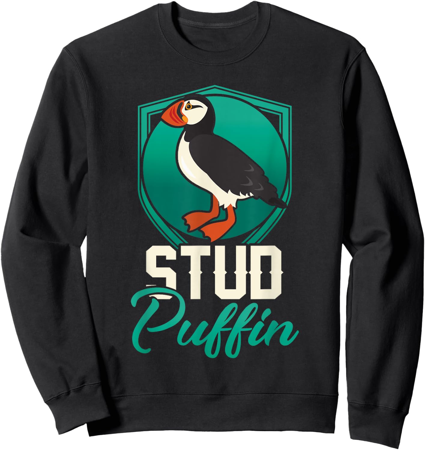 Stud Puffin Seabird & Animal Lover Gift Sweatshirt - Sweatshirt | Black