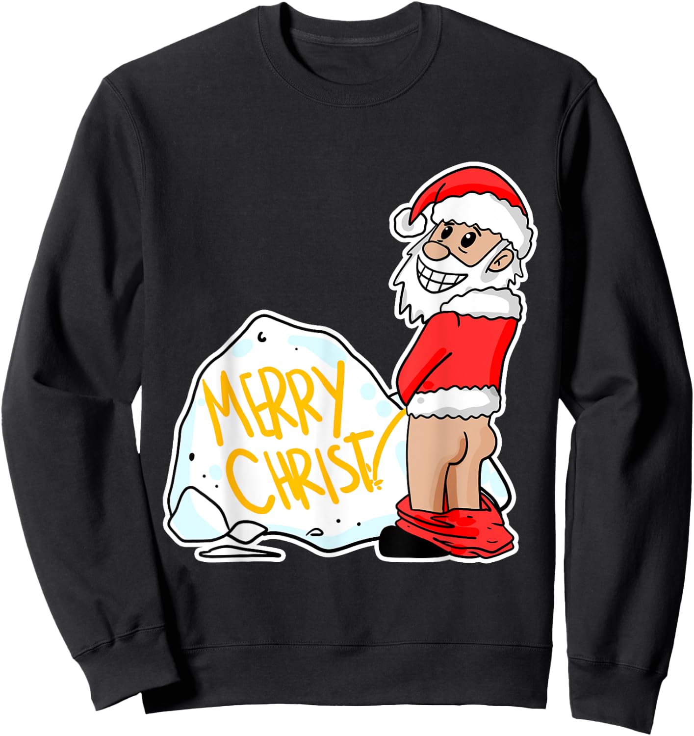 Funny pee Santa illustration Sweatshirt - Sweatshirt | Black