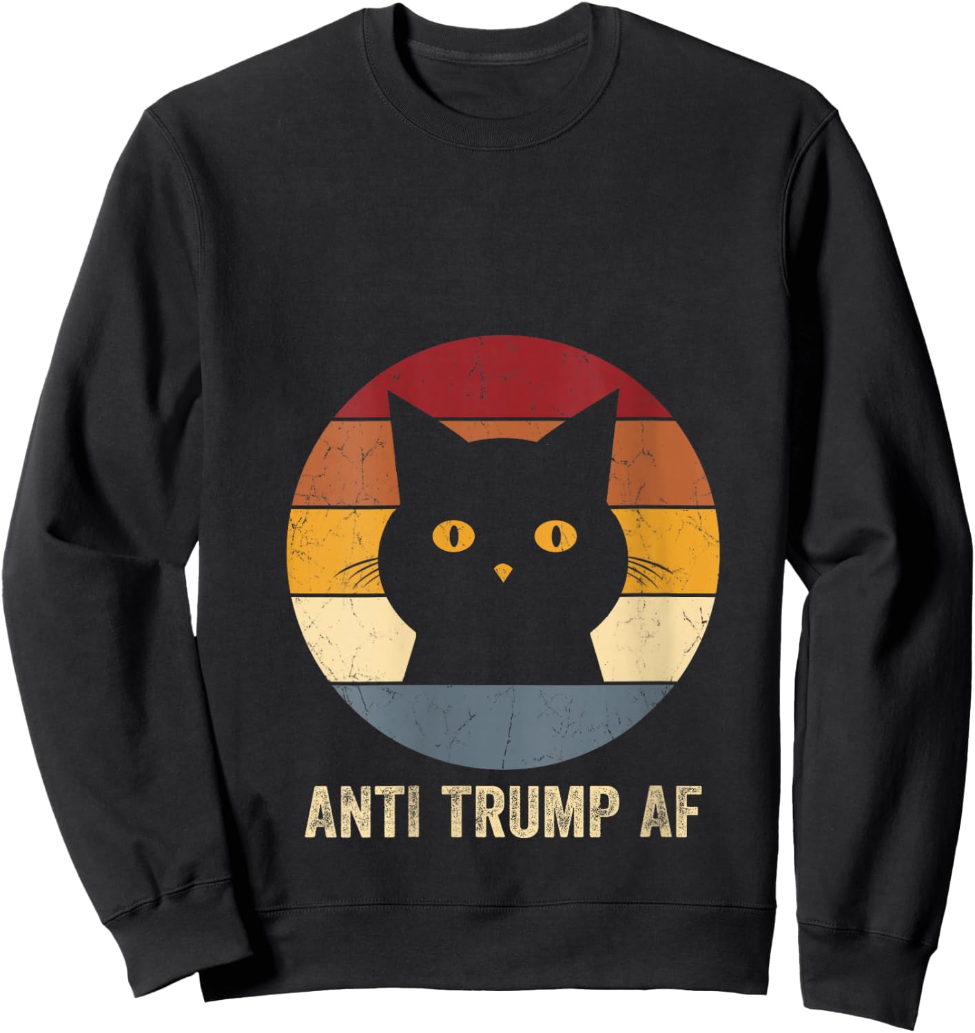 Anti Trump AF Retro Funny Anti Trump Cat V-Neck Sweatshirt - Sweatshirt | Black