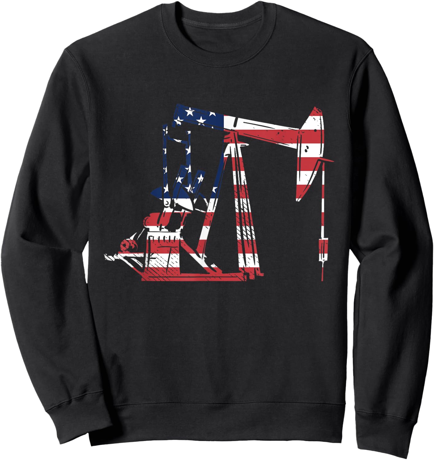 Oilfield Rig USA American Flag Oil Field Refinery Worker Sweatshirt - Sweatshirt | Black