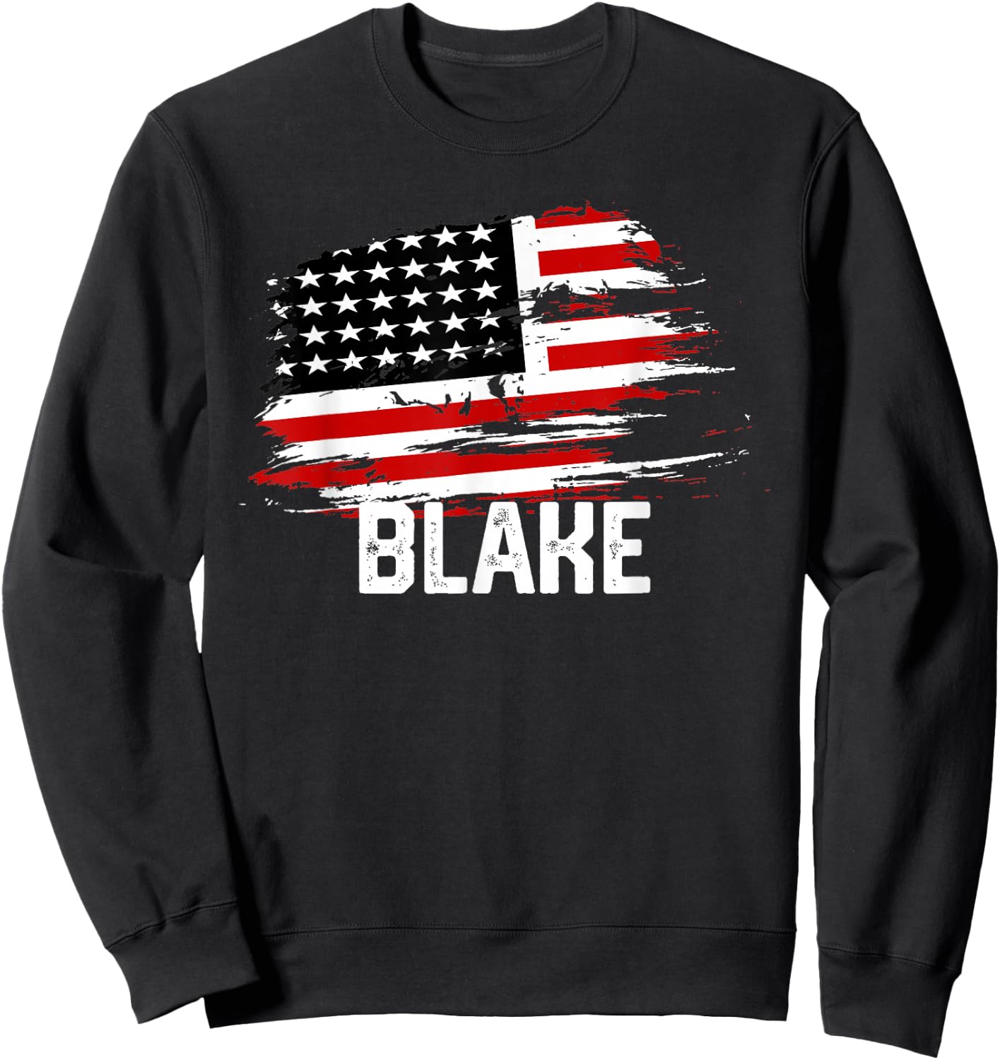 BLAKE USA Flag Personalized 4th of July BLAKE Sweatshirt - Sweatshirt | Black