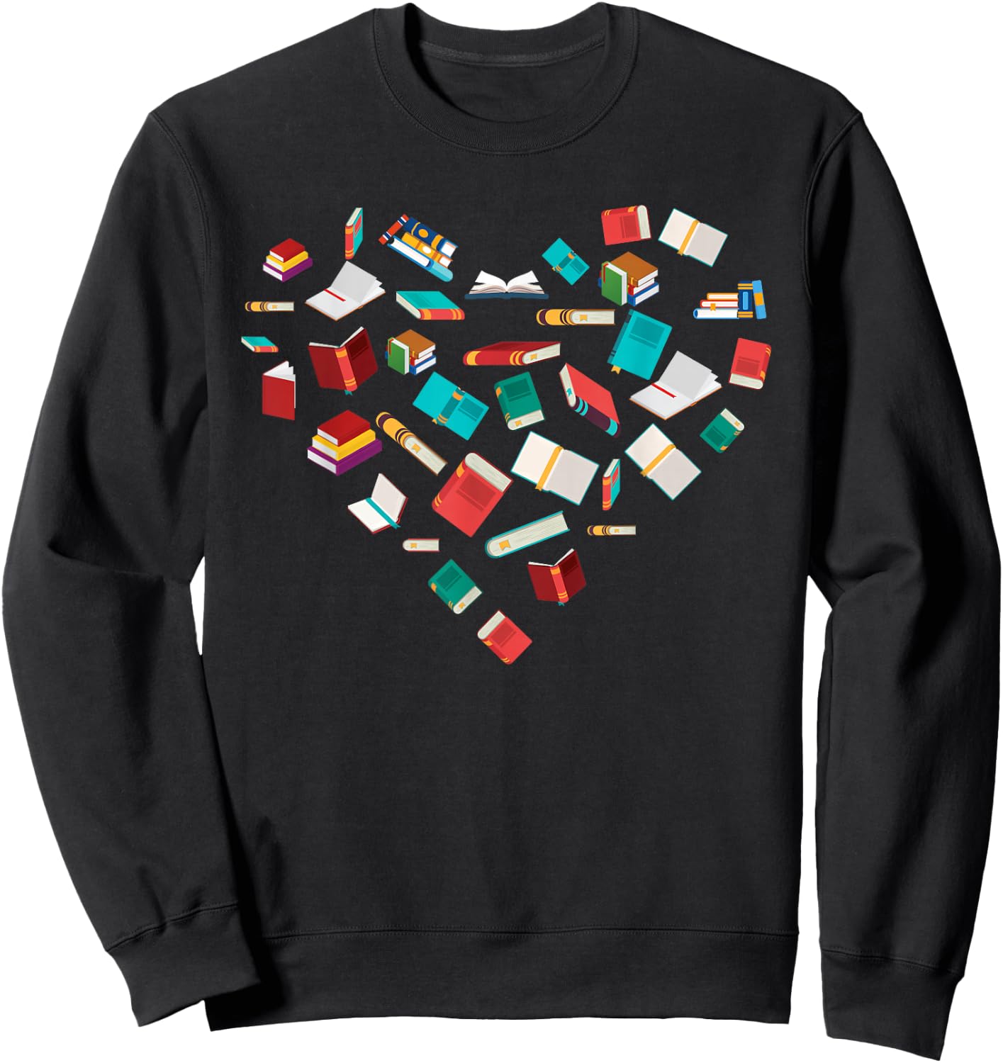 Library Books Heart Bookworm Valentines Day Gift Reading Sweatshirt - Sweatshirt | Black