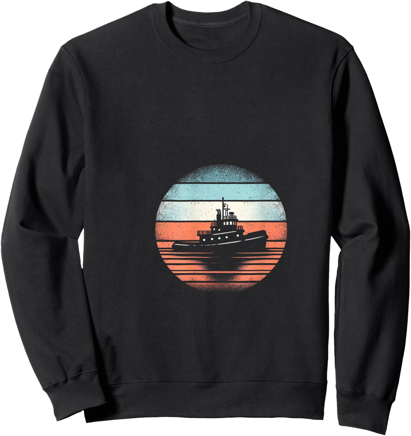 Bateau remorqueur vintage au coucher du soleil Sweatshirt - Sweatshirt | Black