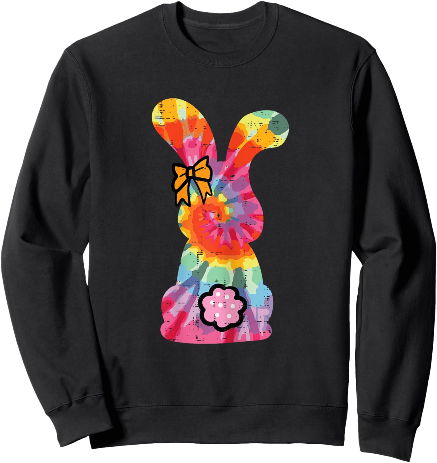 Easter Bunny Tie Dye Hippie Women Girls Kids Toddler Teens Sweatshirt - Sweatshirt | Black