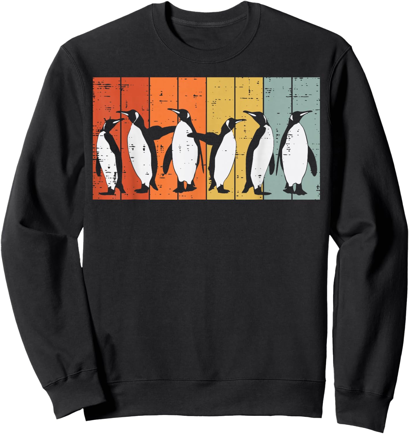 Penguins Retro Stripes Retro Antarctic Bird Kids Men Women Sweatshirt - Sweatshirt | Black