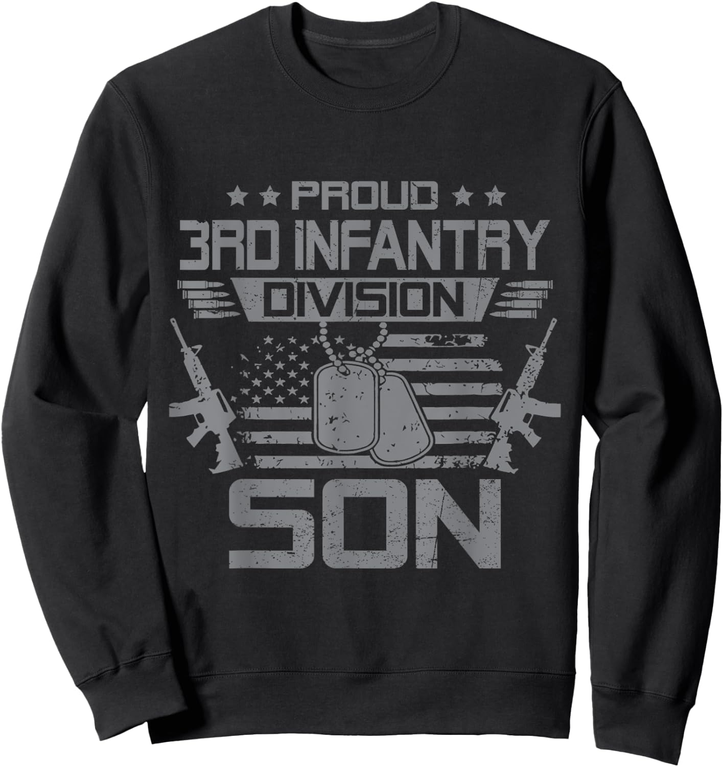 Proud 3rd Infantry Division Son US Veteran Family Matching Sweatshirt - Sweatshirt | Black