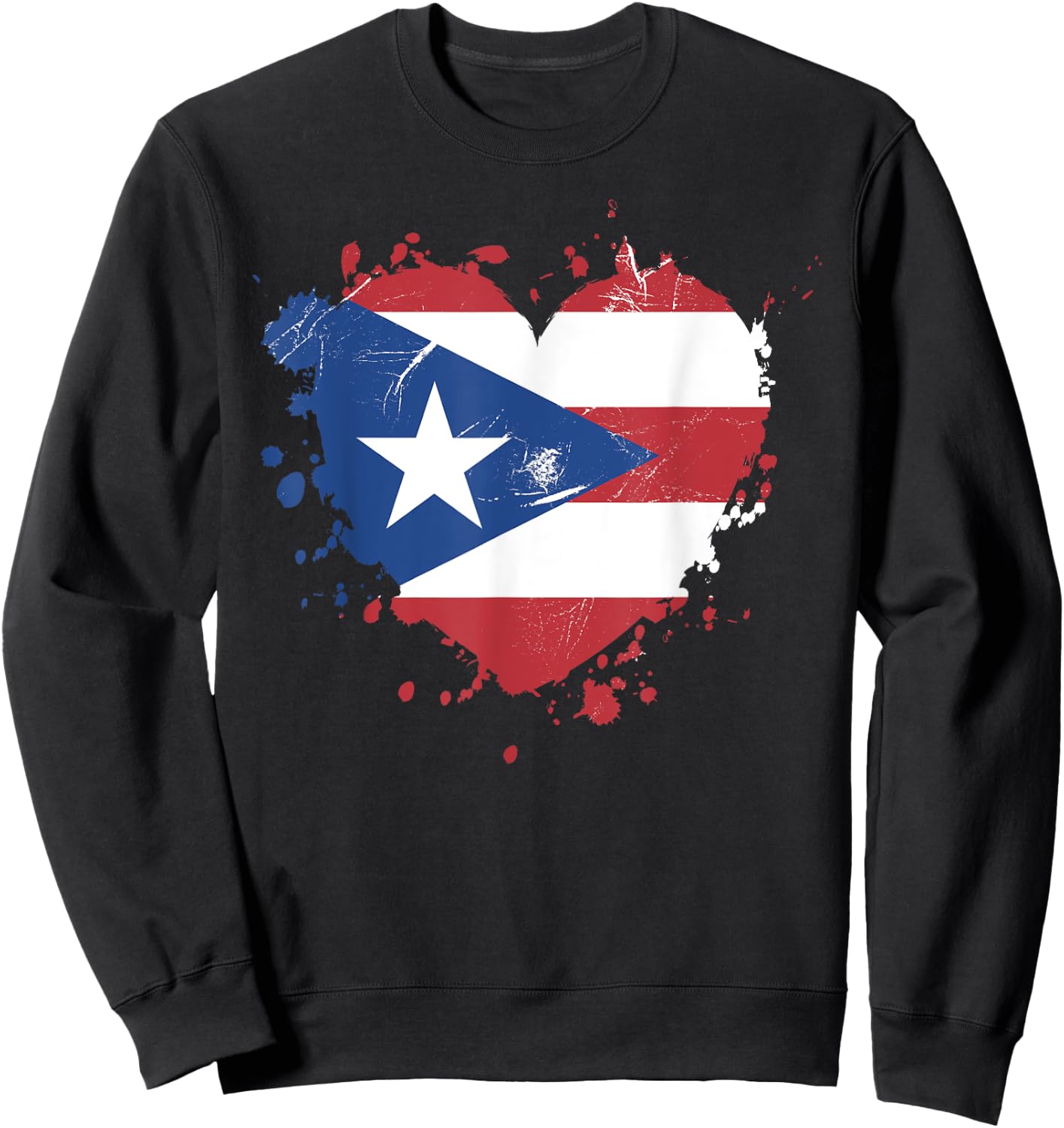 Puerto Rico Love Heart Flag Proud Girl Sweatshirt - Sweatshirt | Black