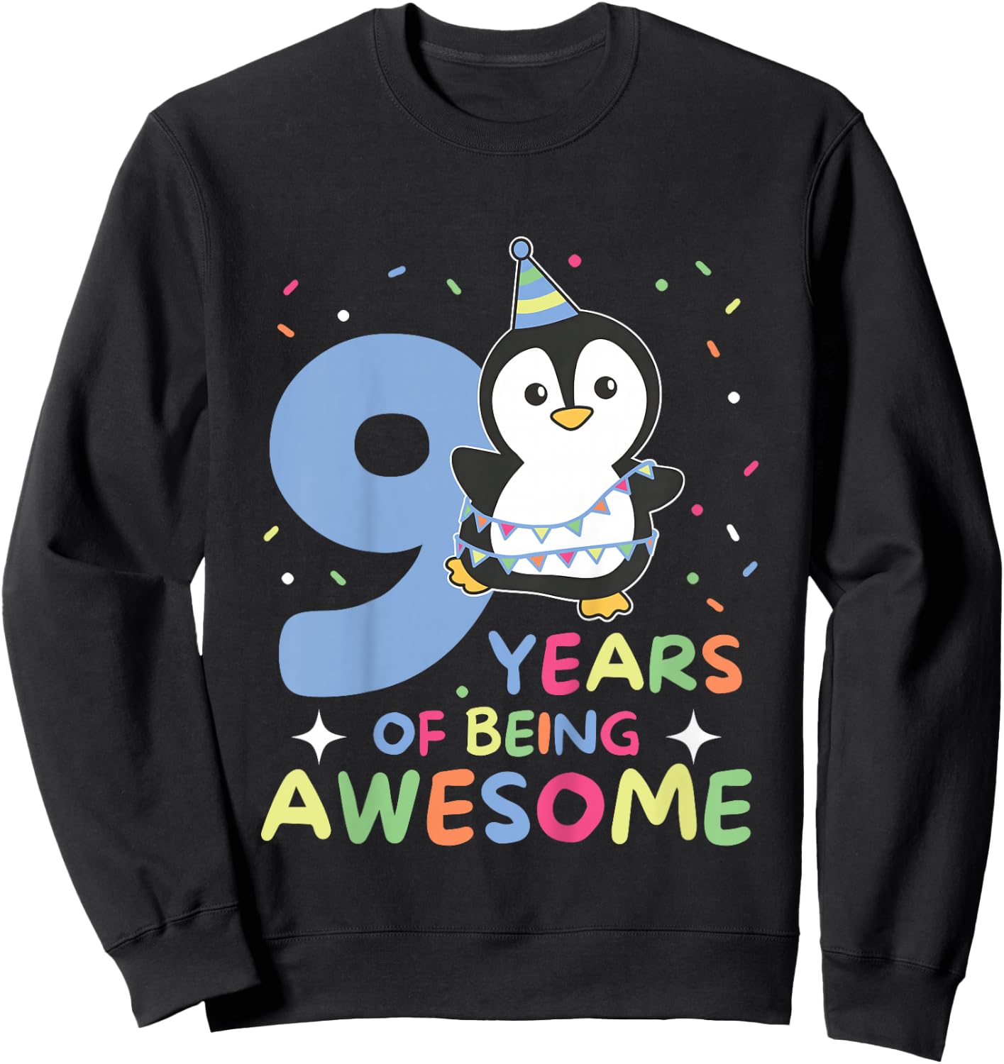 9th Birthday Penguin For Children Nine Years Old Sweatshirt - Sweatshirt | Black