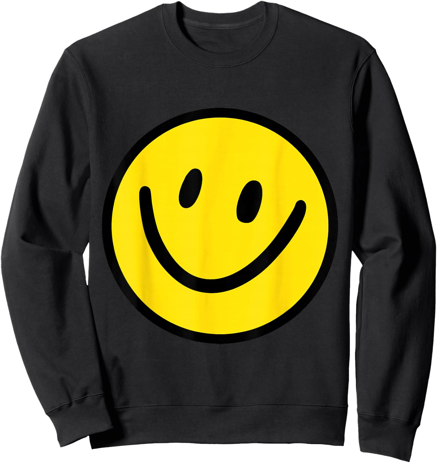 Happy Face Yellow Smile Emoticon , black Sweatshirt - Sweatshirt | Black