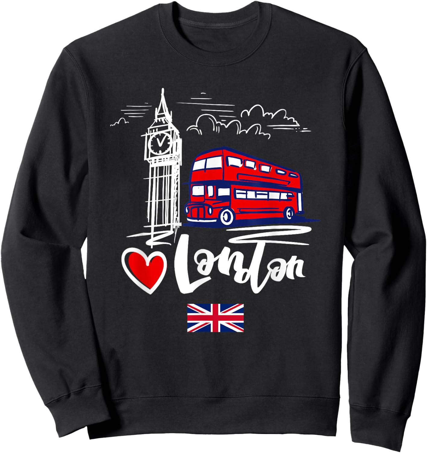 I Love London UK Graphic Design London Sweatshirt - Sweatshirt | Black
