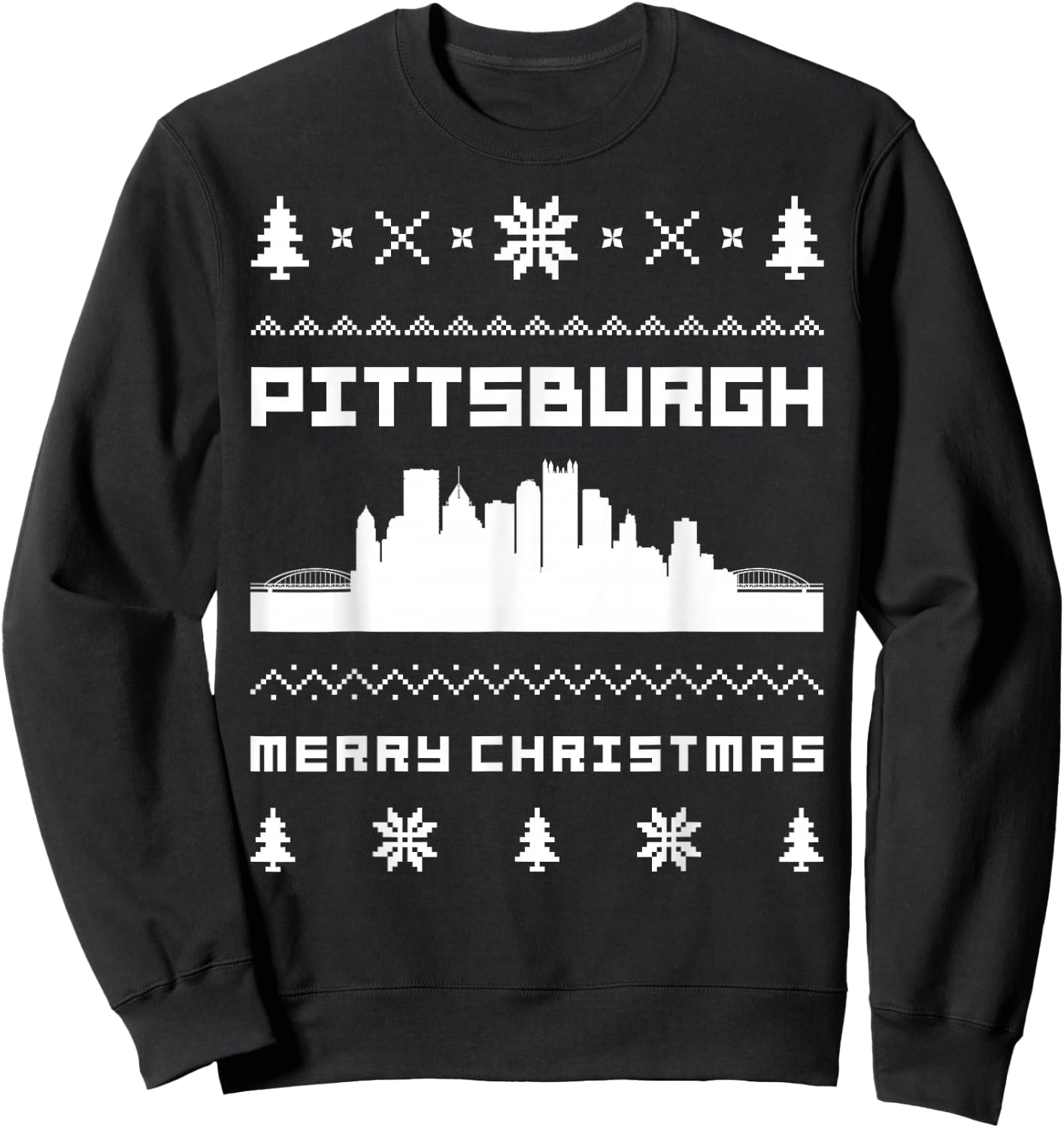 Pittsburgh Ugly Christmas Sweater Sweatshirt - Sweatshirt | Black