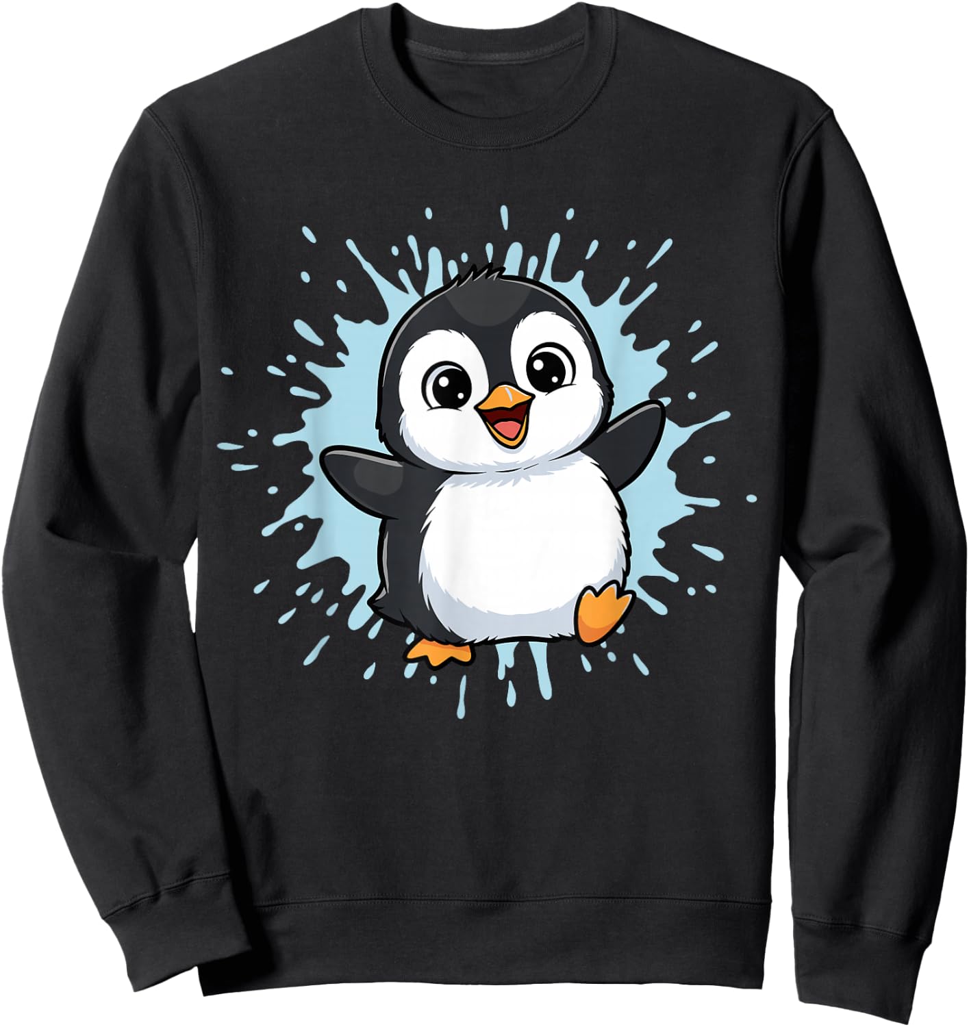 Happy Baby Penguin Splash Cute Arctic Friend Sweatshirt - Sweatshirt | Black