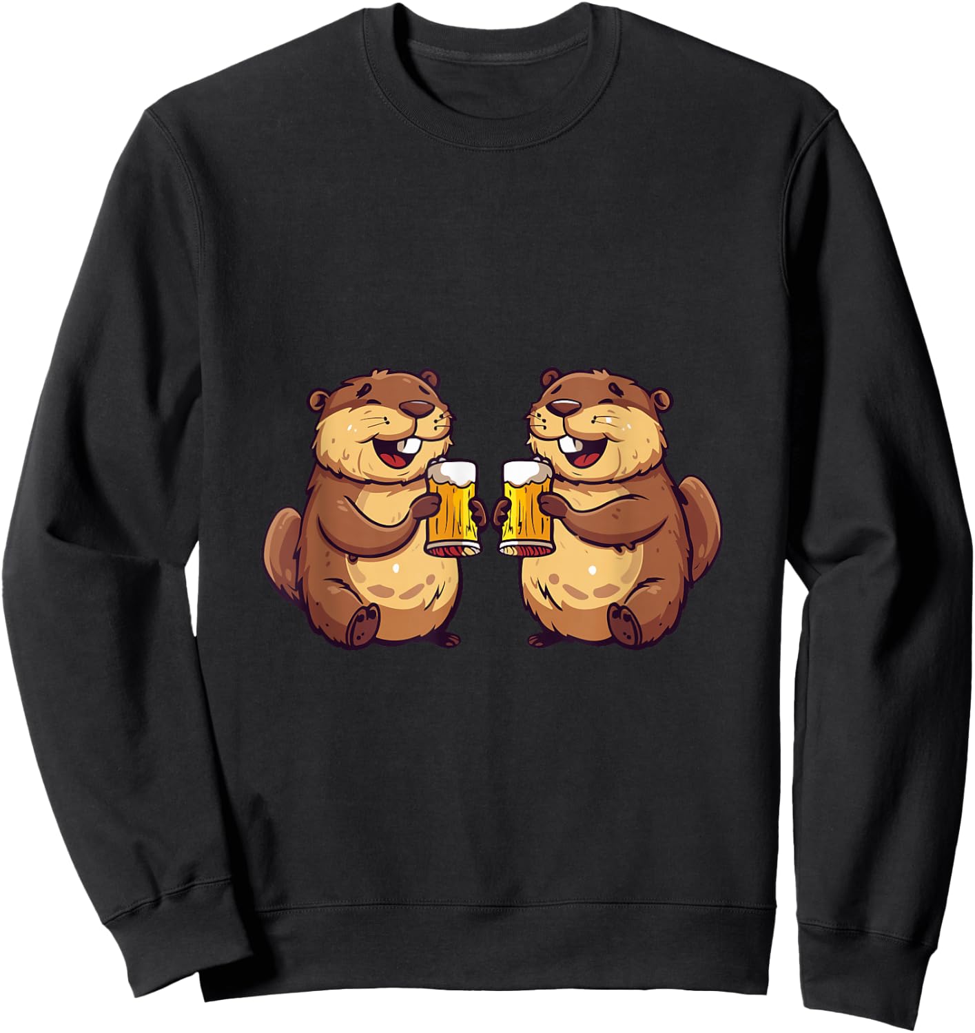 Drinking Beaver With Beer | Birthday Party Sweatshirt - Sweatshirt | Black