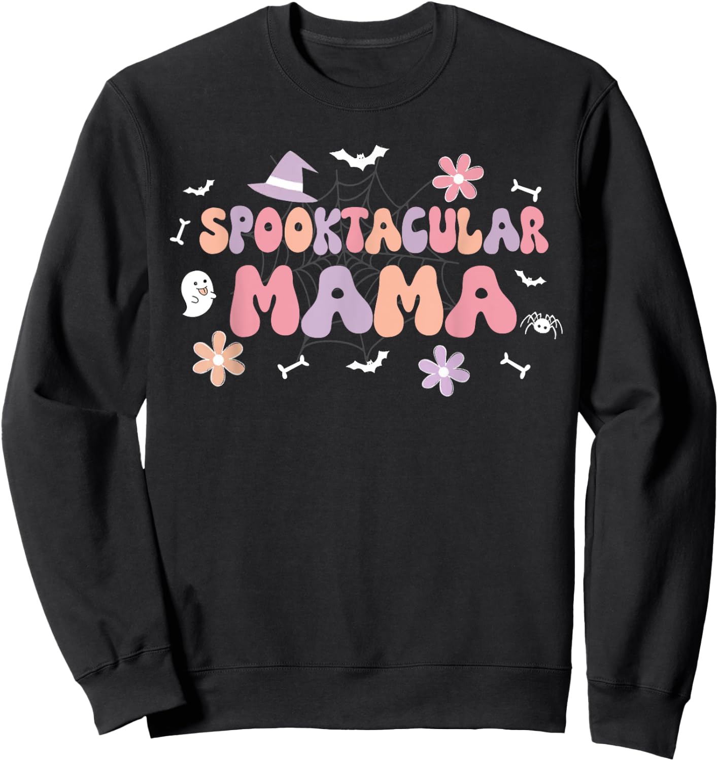 Spooktacular Mama Birthday Girl Cute Ghost Halloween Sweatshirt - Sweatshirt | Black