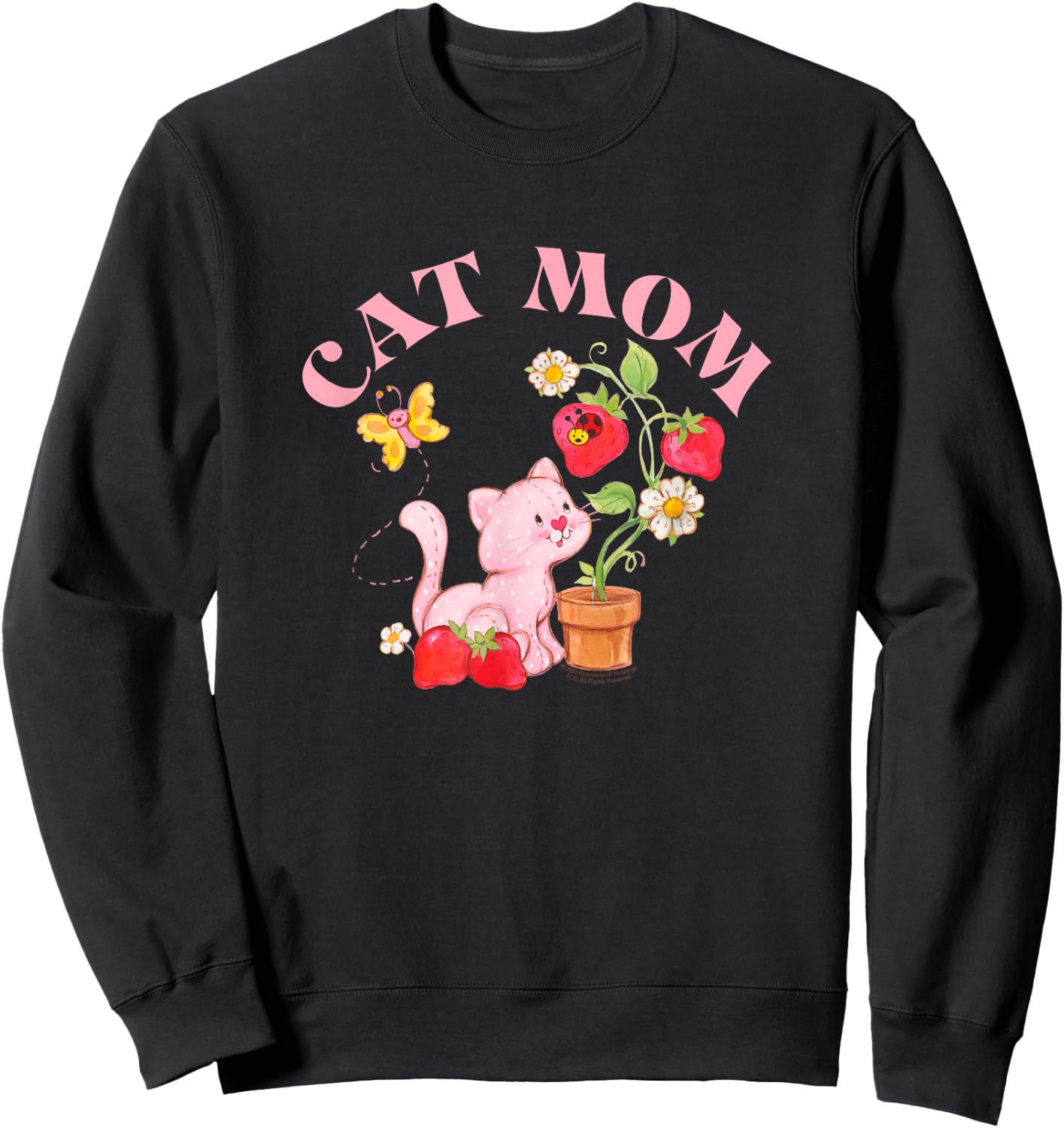 Strawberry Shortcake Vintage Sweet Cat Mom Kitten Logo Sweatshirt - Sweatshirt | Black