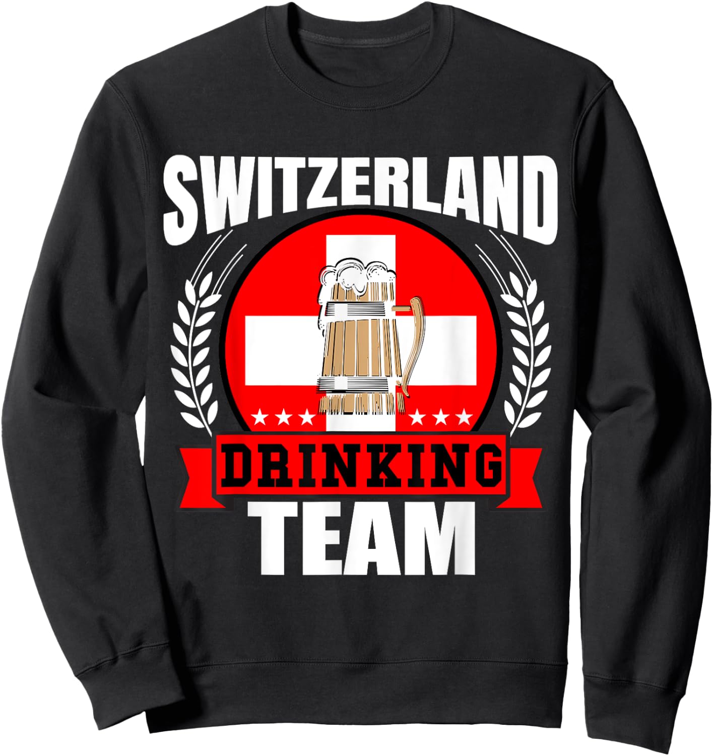 Switzerland Drinking Team Funny Swiss Flag Beer Party Gift Sweatshirt - Sweatshirt | Black