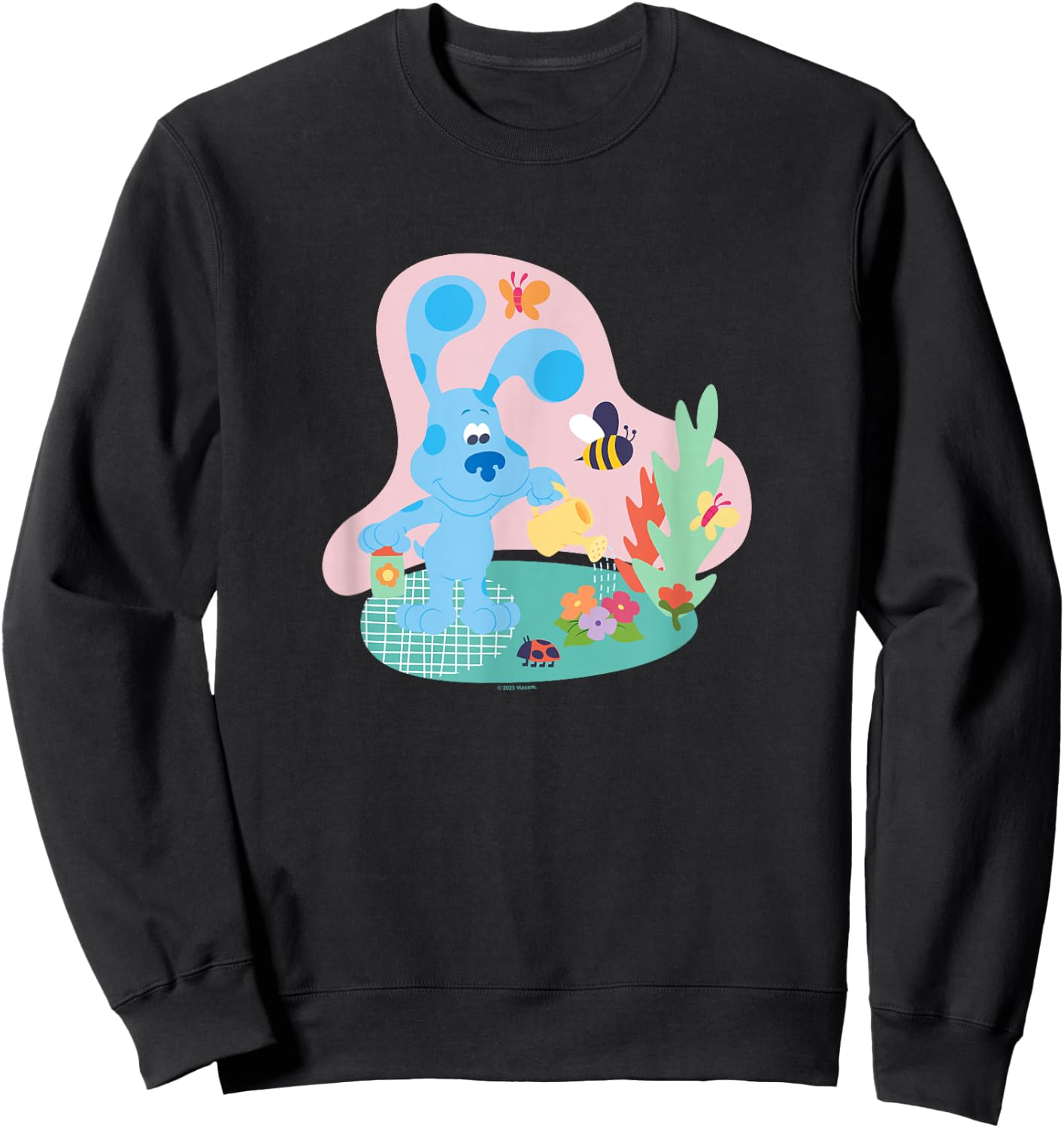 Blue's Clues & You Flower Garden With Blue Bees & Butterfly Sweatshirt - Sweatshirt | Black