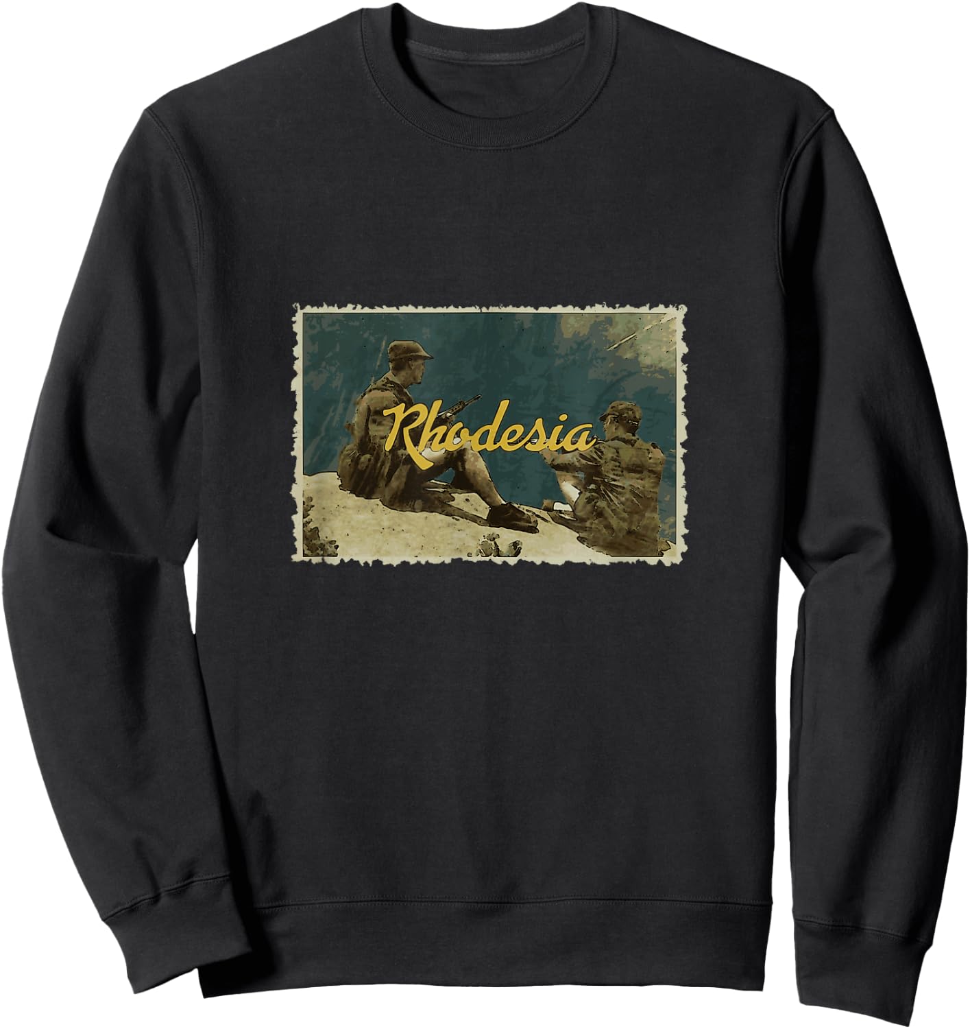 Rhodesian Vintage Postcard Soldiers Bush War , grey, S Sweatshirt - Sweatshirt | Black