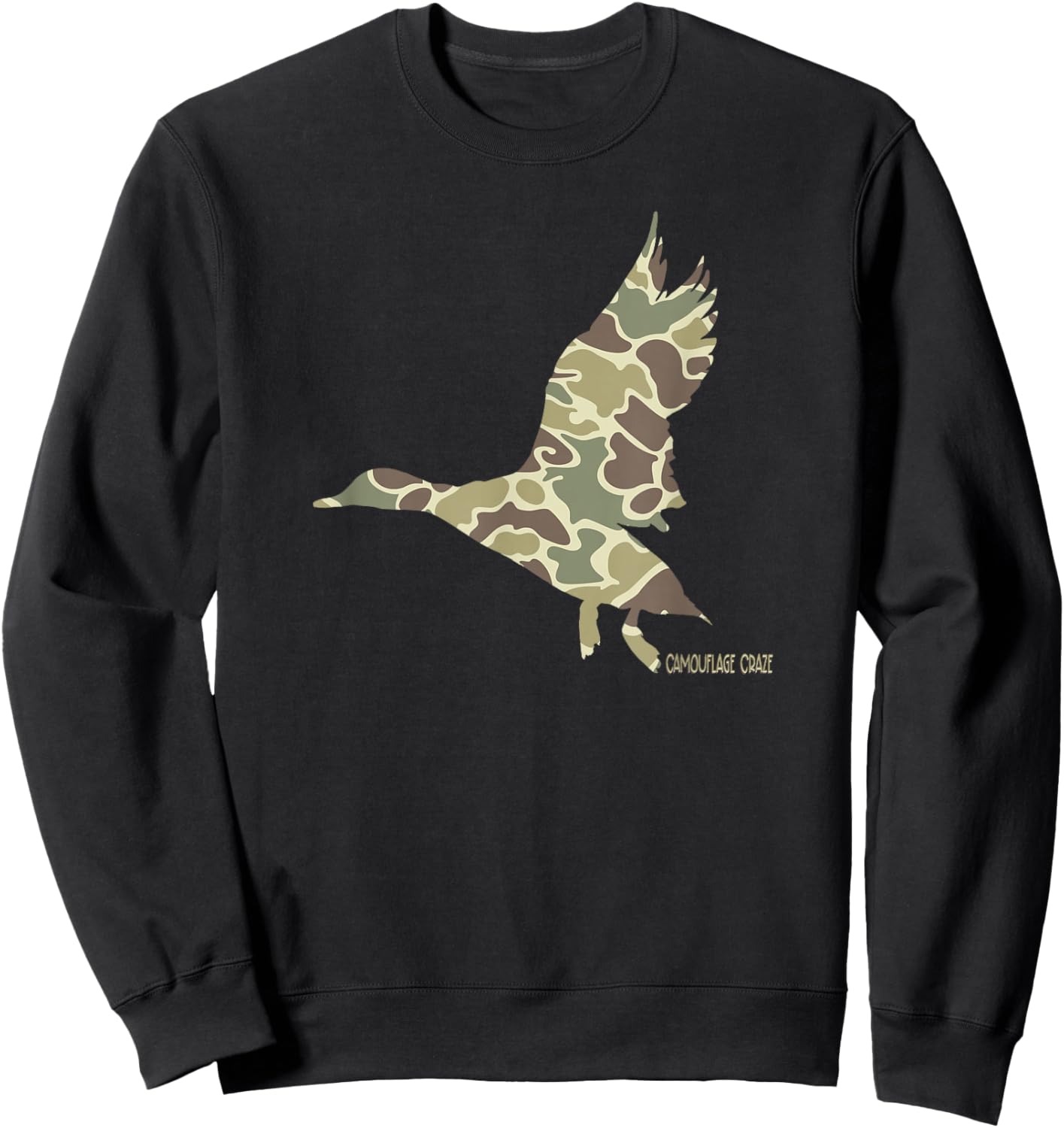 Flying Mallard Duck Camouflage Camo Duck Hunting Camo Hunter Sweatshirt - Sweatshirt | Black