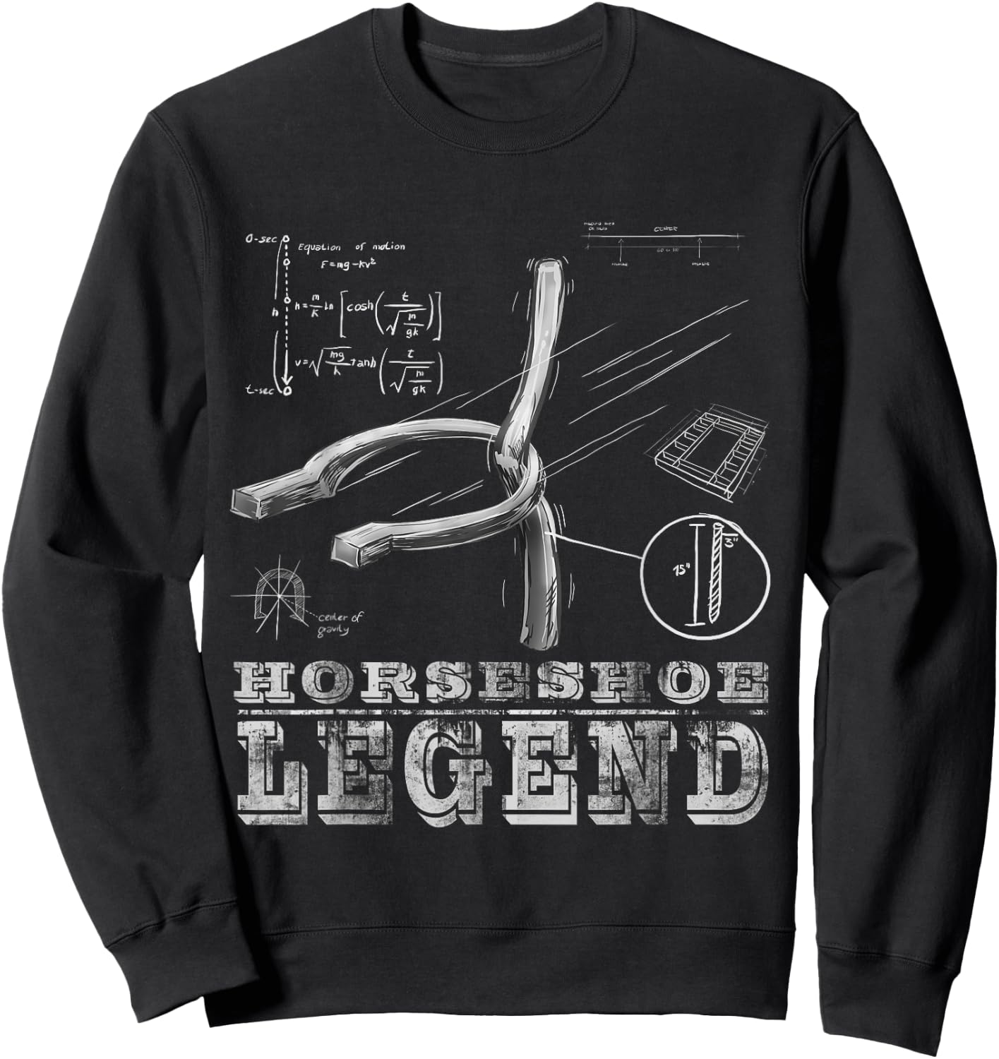 Horseshoe Shirt Funny Playing Pitching Shirt Sweatshirt - Sweatshirt | Black