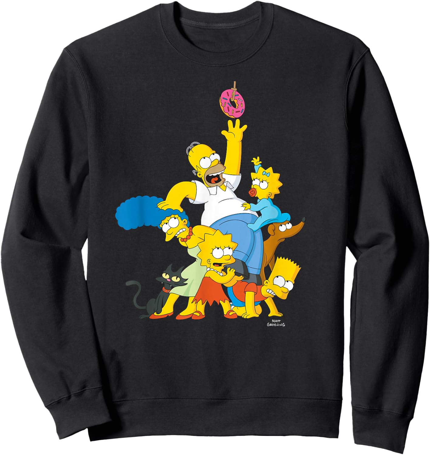 The Simpsons Family Donut Reach , black Sweatshirt - Sweatshirt | Black