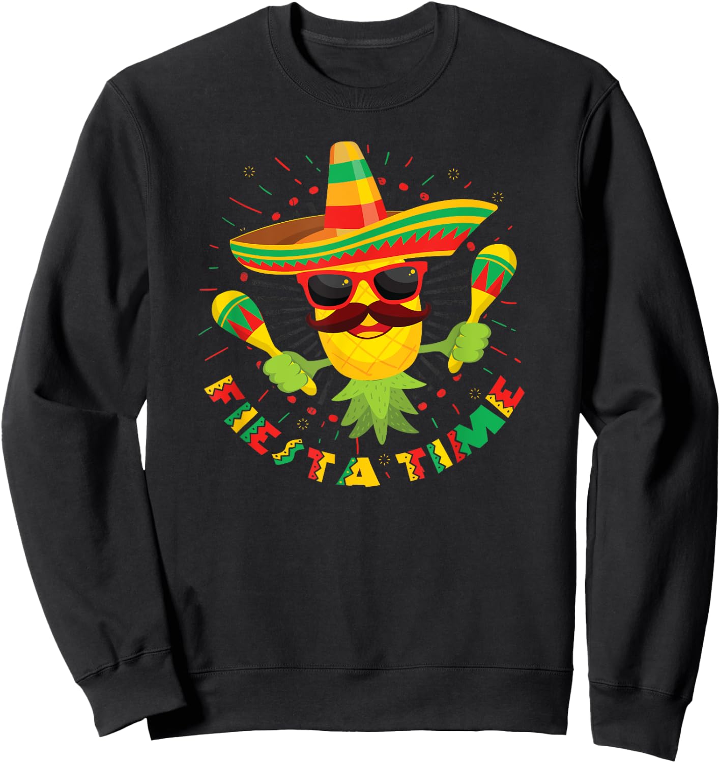 Swingers Upside Down Pineapple Cinco De Mayo Fiesta Time Sweatshirt - Sweatshirt | Black