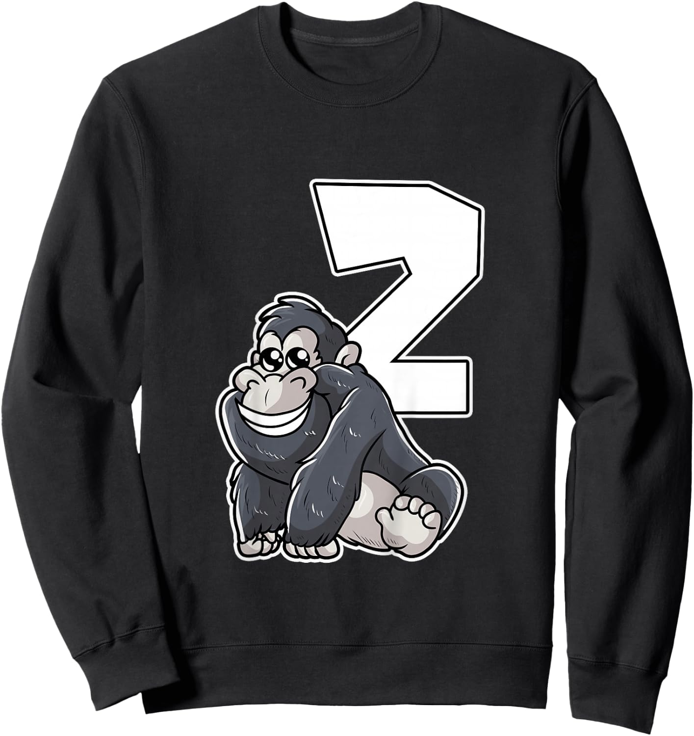 2nd Birthday Monkey 2 Year Old Gorilla Sweatshirt - Sweatshirt | Black