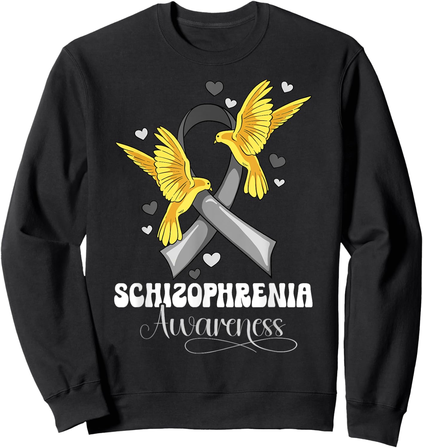Schizophrenia Awareness - Kids' Black Modern Letter Print Short Sleeve Sweatshirt - Sweatshirt | Black