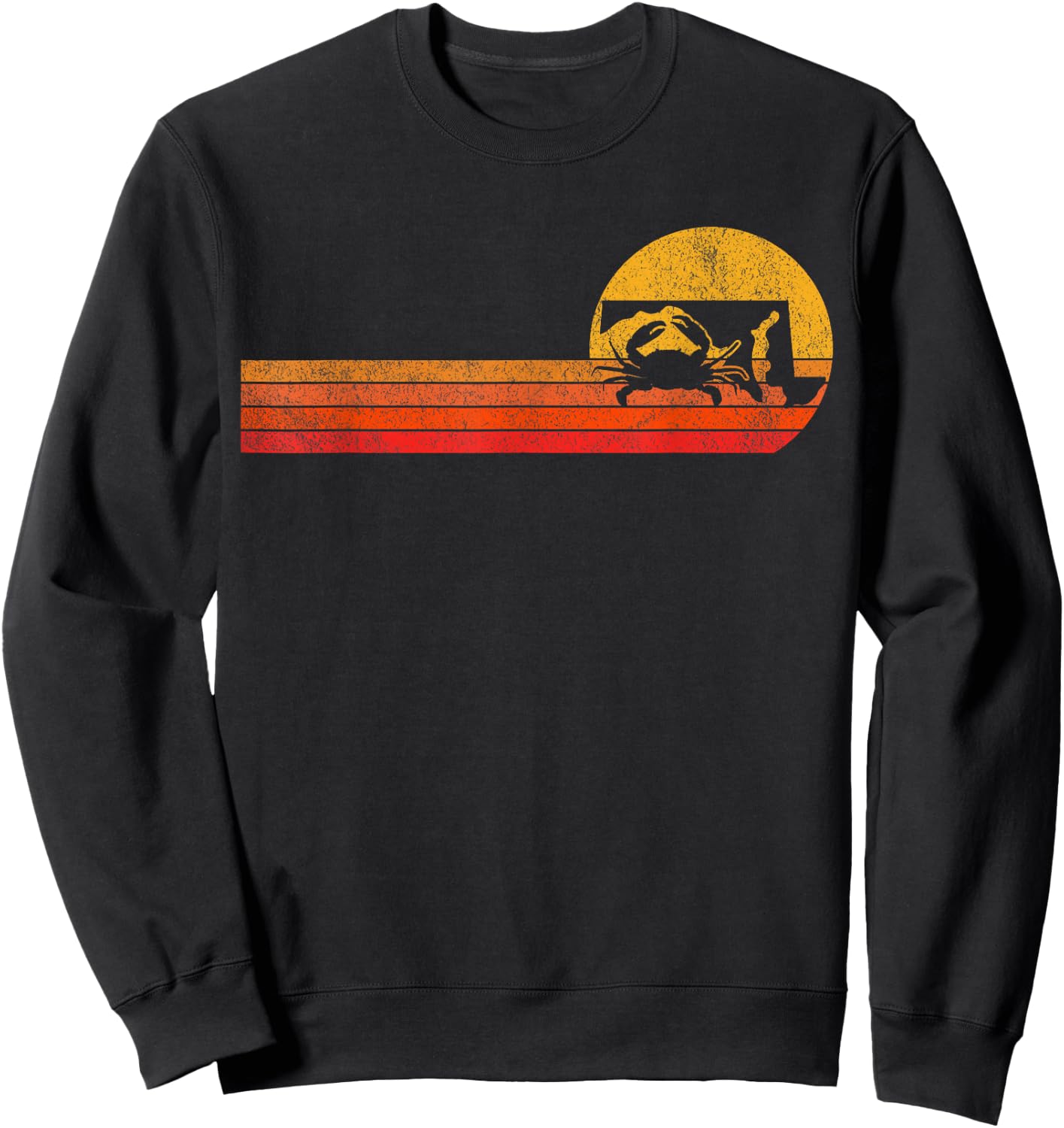 Retro Maryland Crab Maryland State Blue Crab Crabbing Sweatshirt - Sweatshirt | Black
