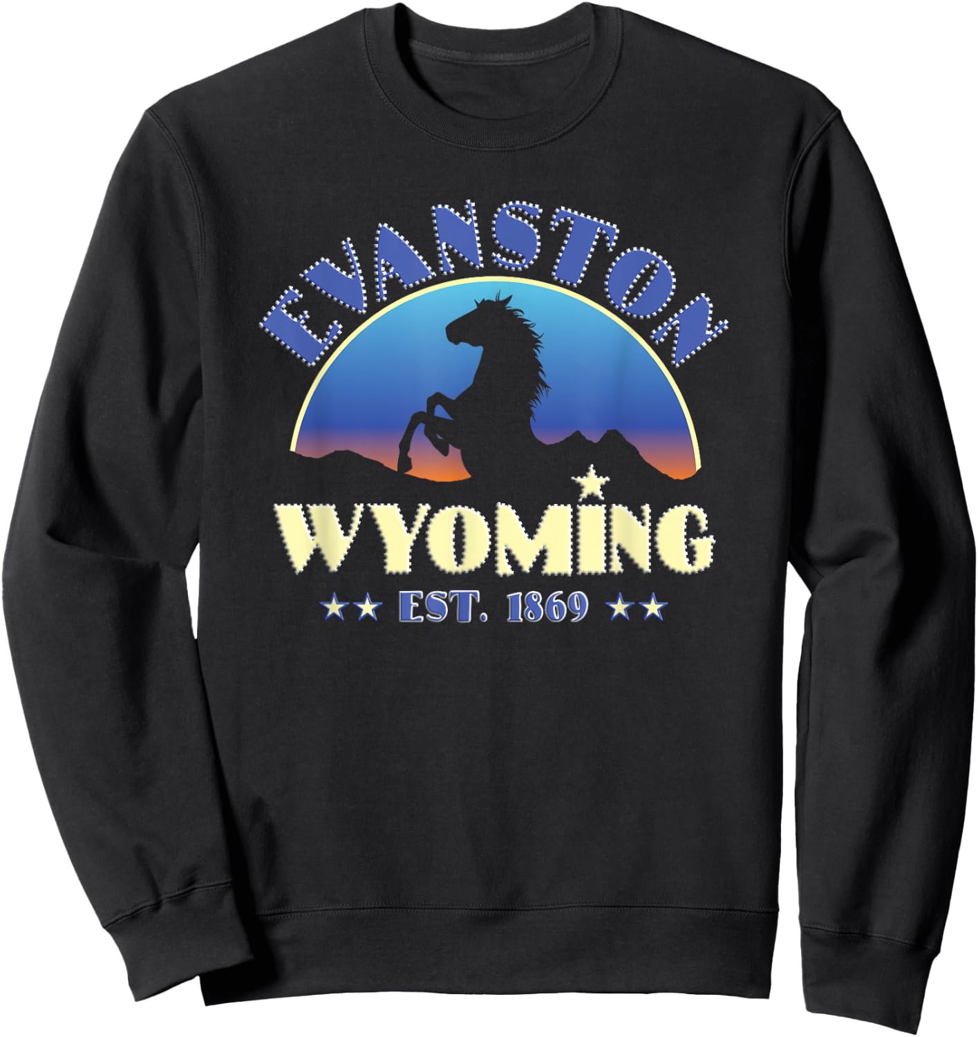Evanston Wyoming WY Wild Horse Sweatshirt - Sweatshirt | Black