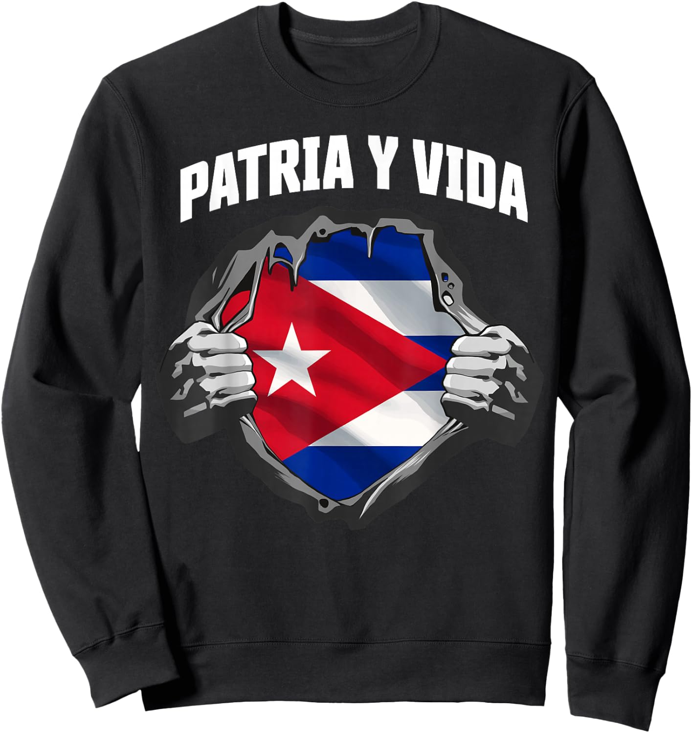 Patria Y Vida SOS Cuba Flag Free Cuba Sweatshirt - Sweatshirt | Black