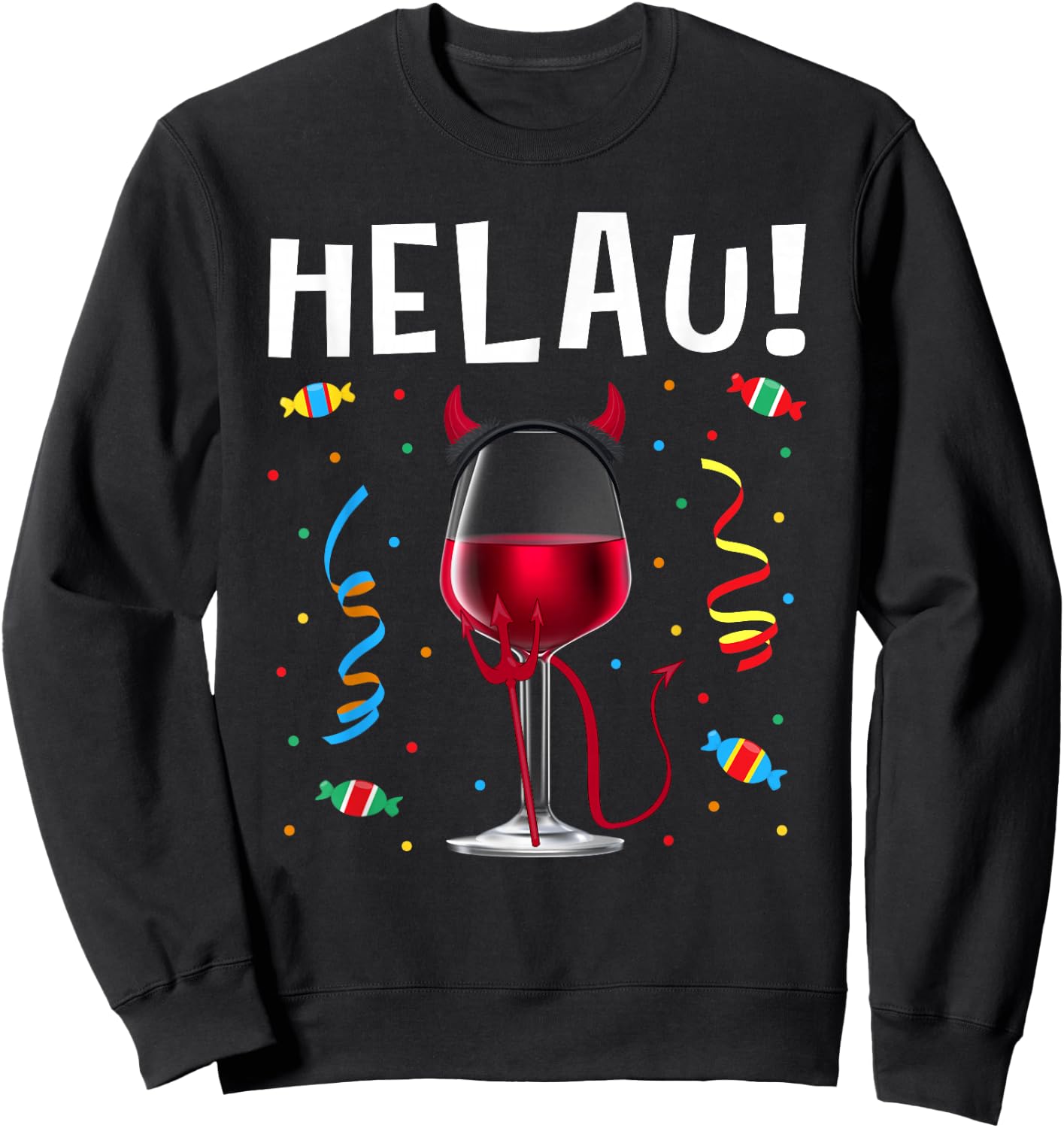 Carnival Costume Carnival Costume Devil Horns Helau , black Sweatshirt - Sweatshirt | Black