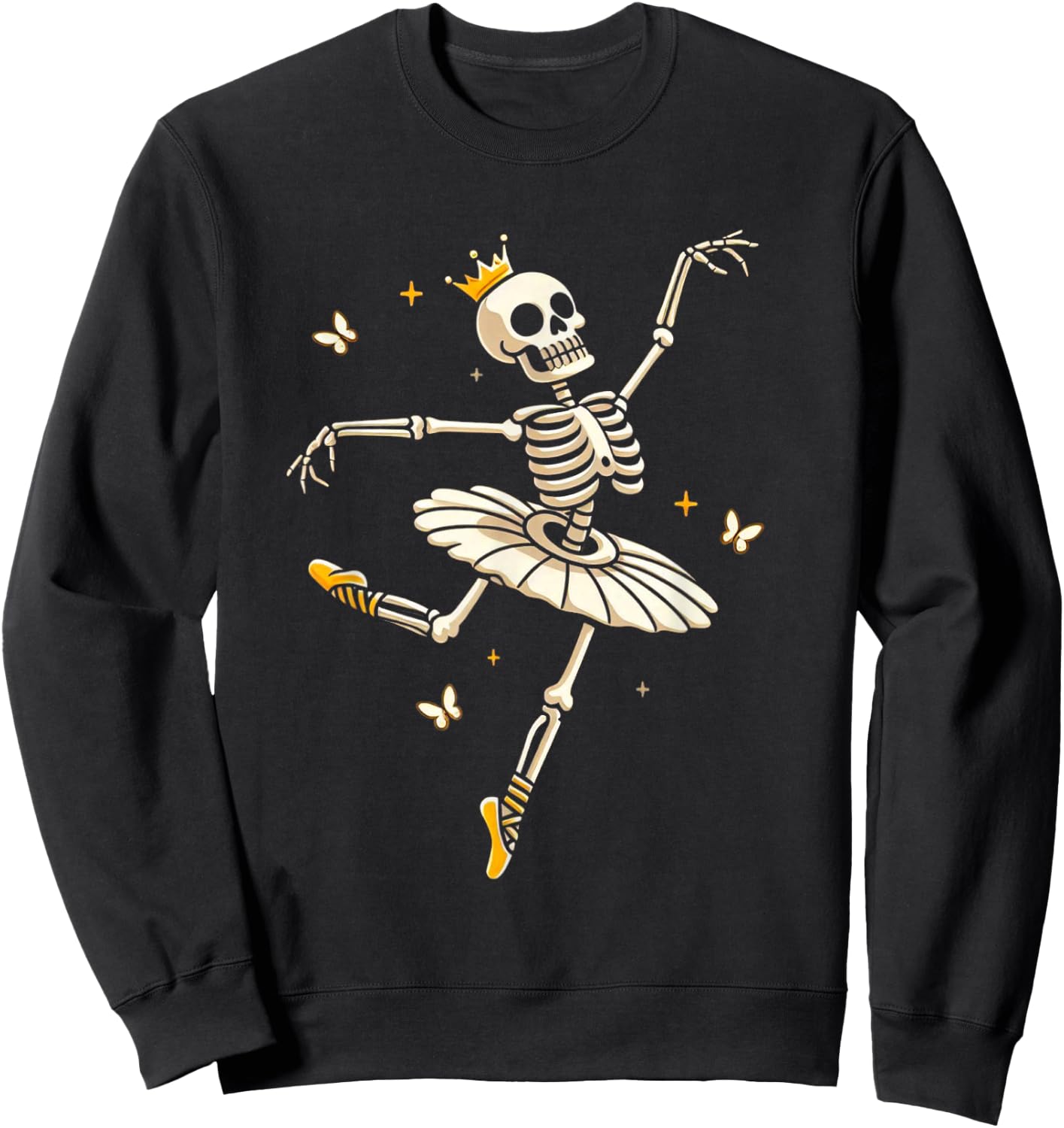 Skeleton Ballerina Ballet Dance Cute Halloween Costume Girl Sweatshirt - Sweatshirt | Black
