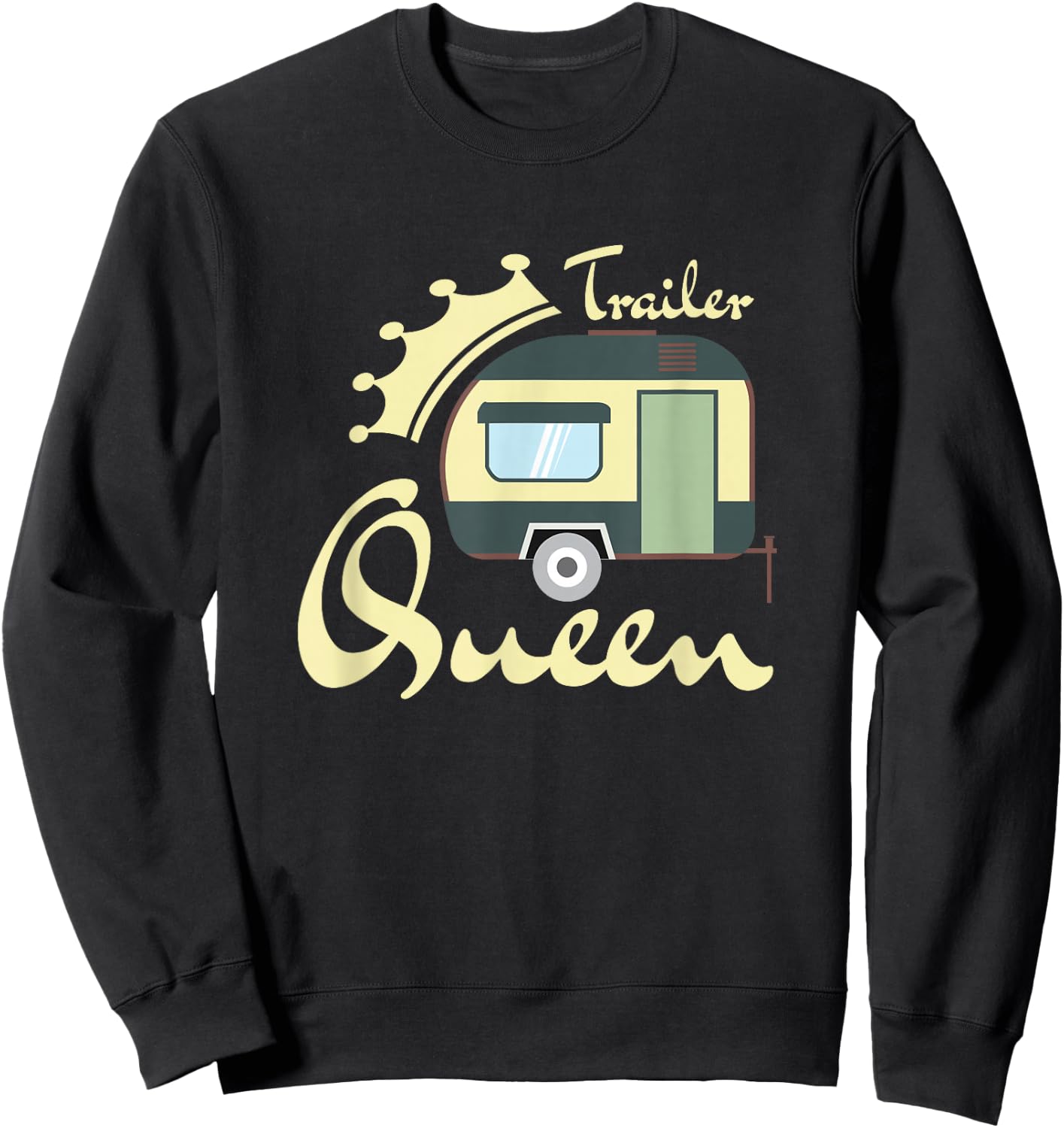 Trailer Queen Cute Vintage Retro Camper Sweatshirt - Sweatshirt | Black