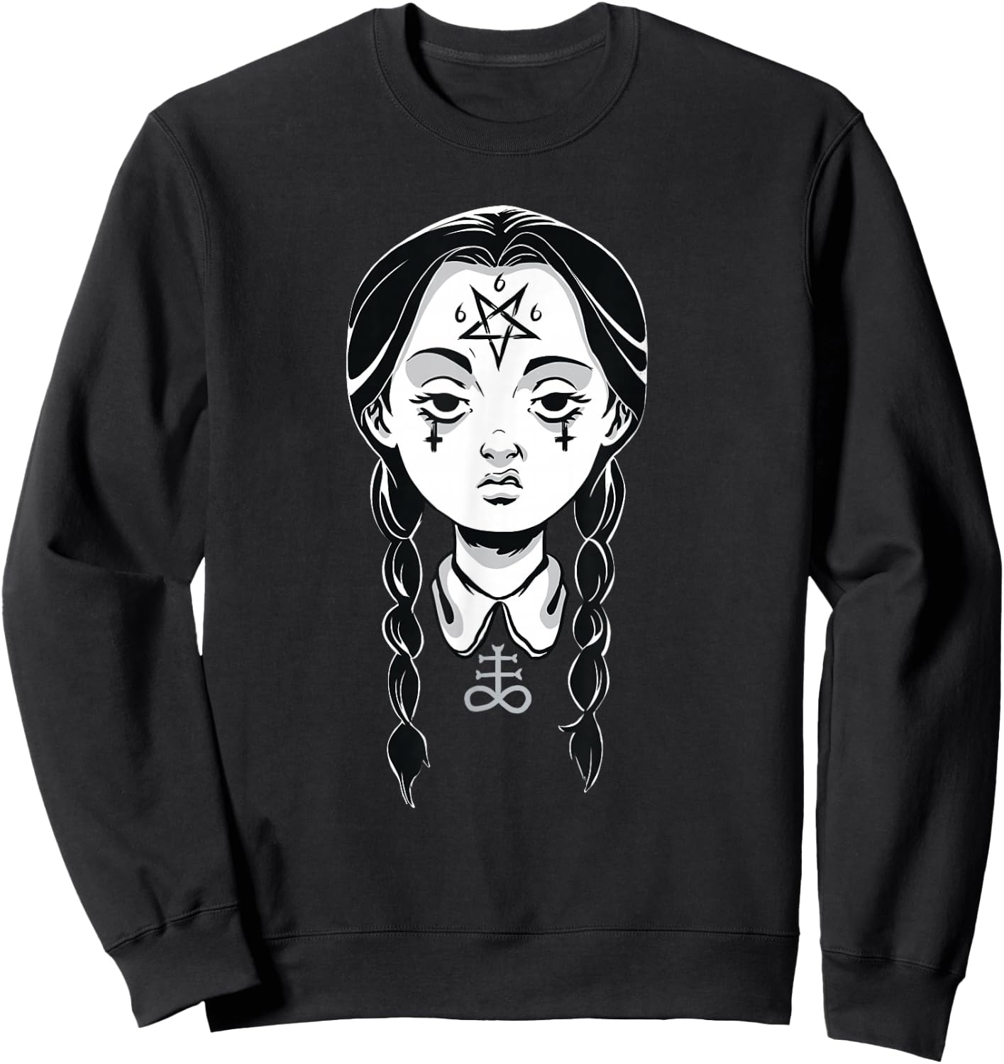 Satanic Shirt Punk Devil Goth Girl 666 Pentagram Leviathan Sweatshirt - Sweatshirt | Black