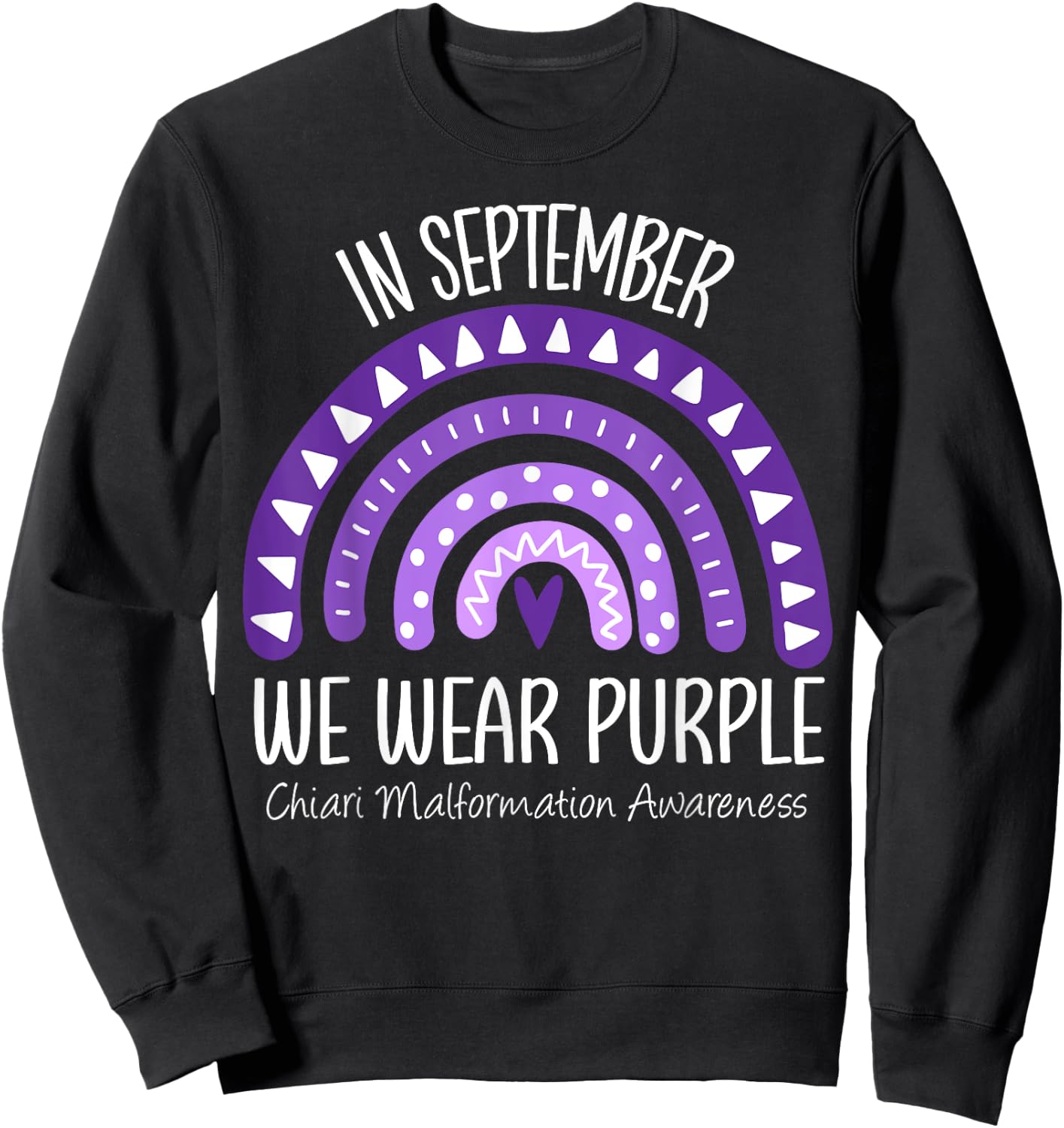 Rainbow September Wear Purple Chiari Malformation Awareness Sweatshirt - Sweatshirt | Black