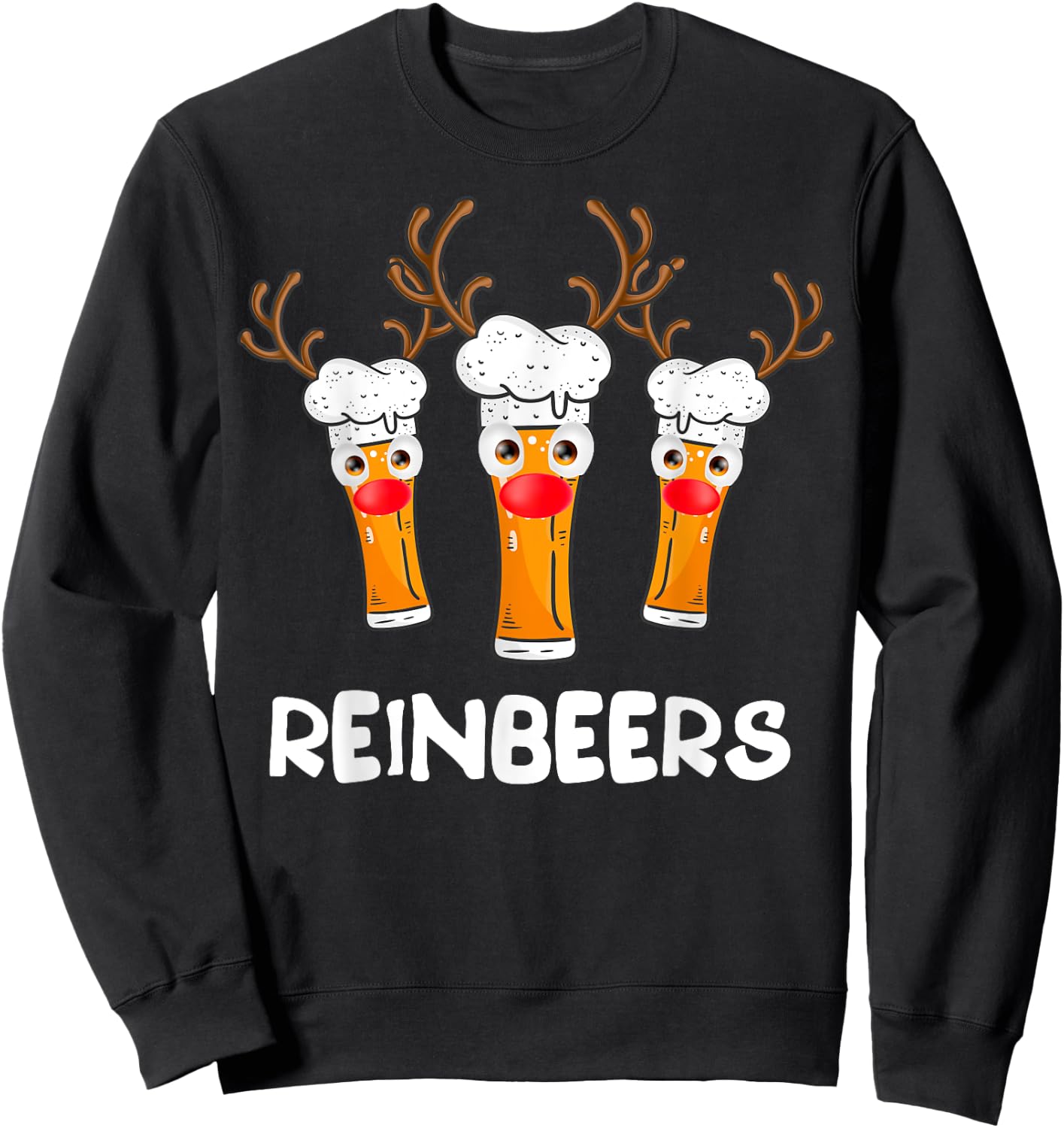 Reinbeers Funny Reindeer Beer Christmas Drinking Xmas Gift Sweatshirt - Sweatshirt | Black