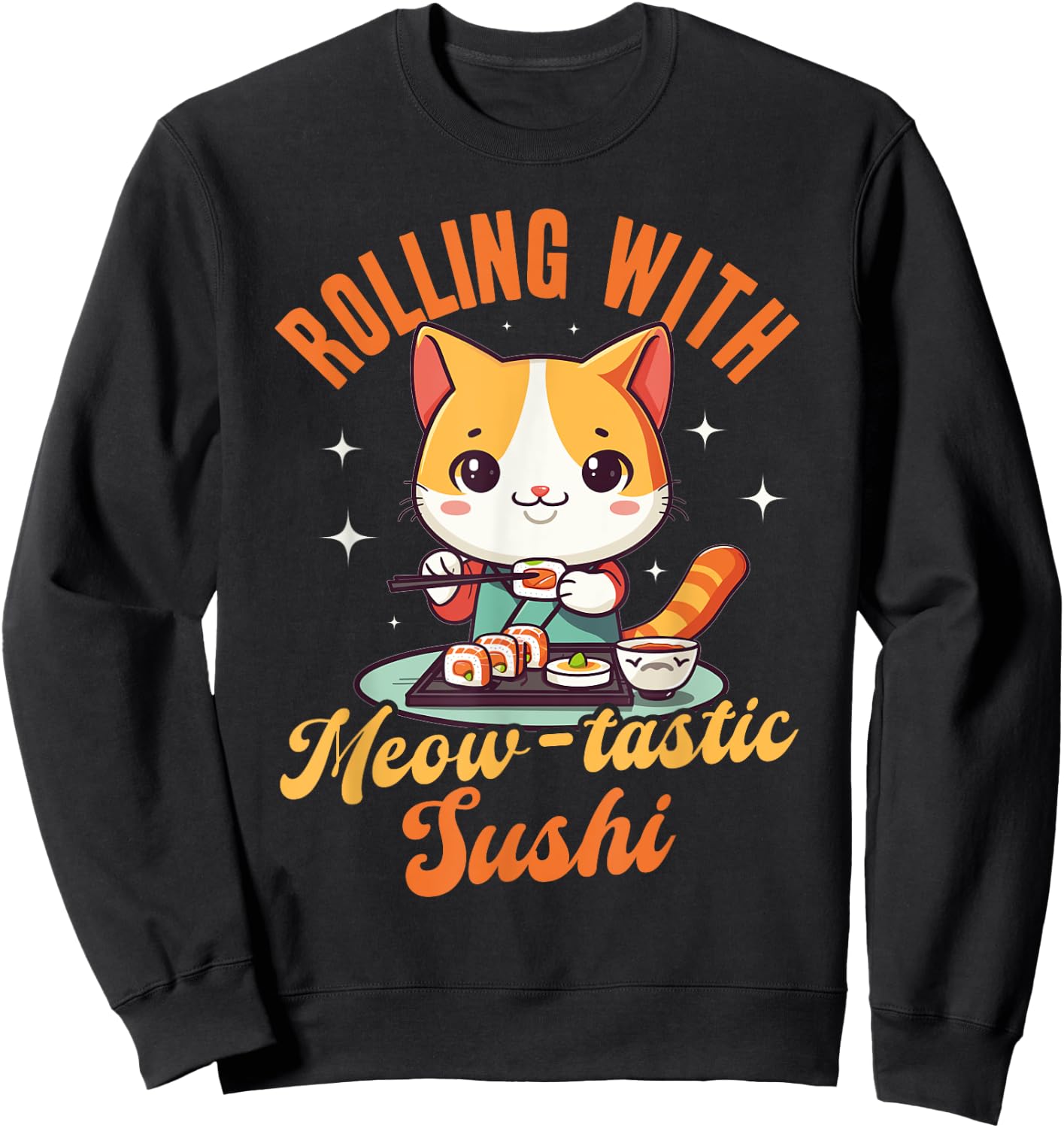 Sushi Roll Cat Neko Japanese Food Anime Kawaii Women Kids Sweatshirt - Sweatshirt | Black