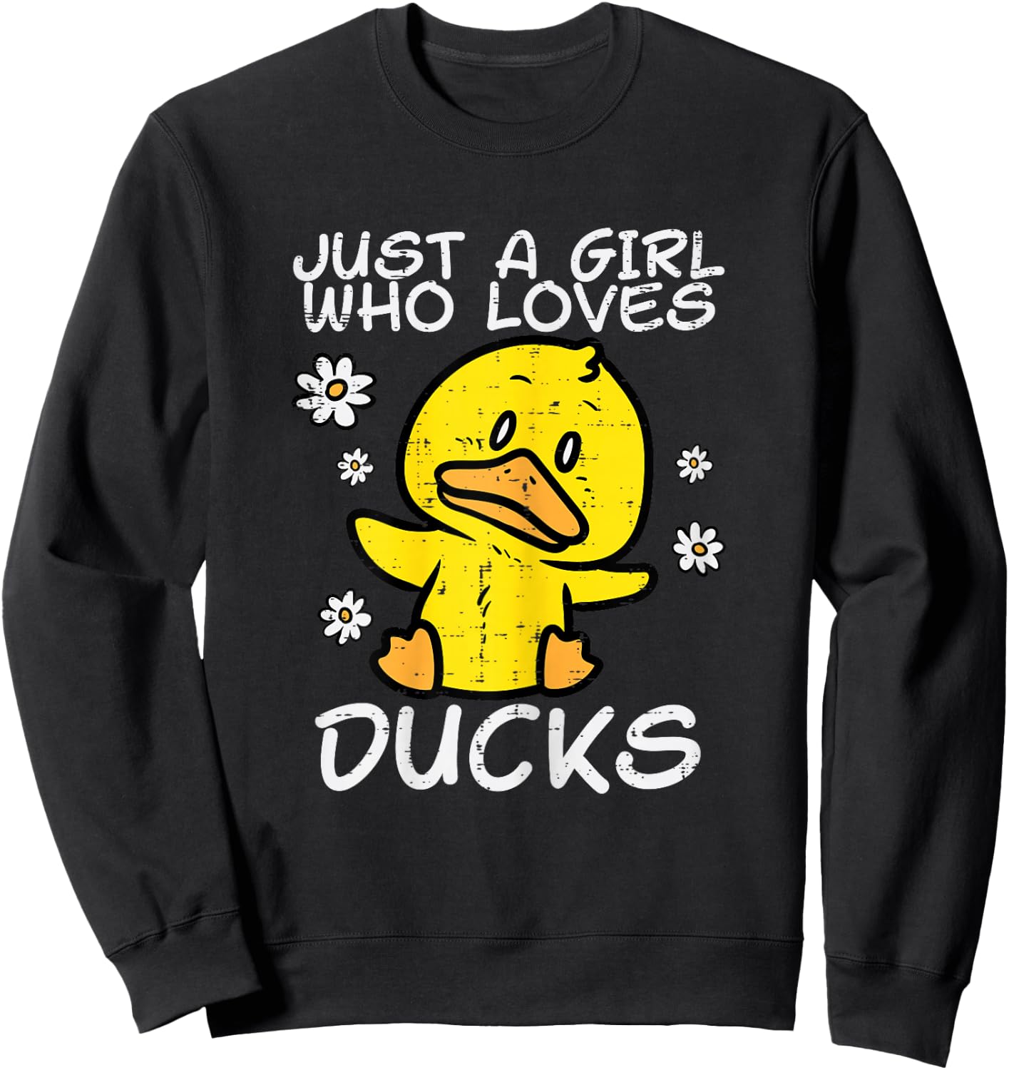 Just Girl Who Loves Ducks Cute Farm Animal Girls Kids Women Sweatshirt - Sweatshirt | Black