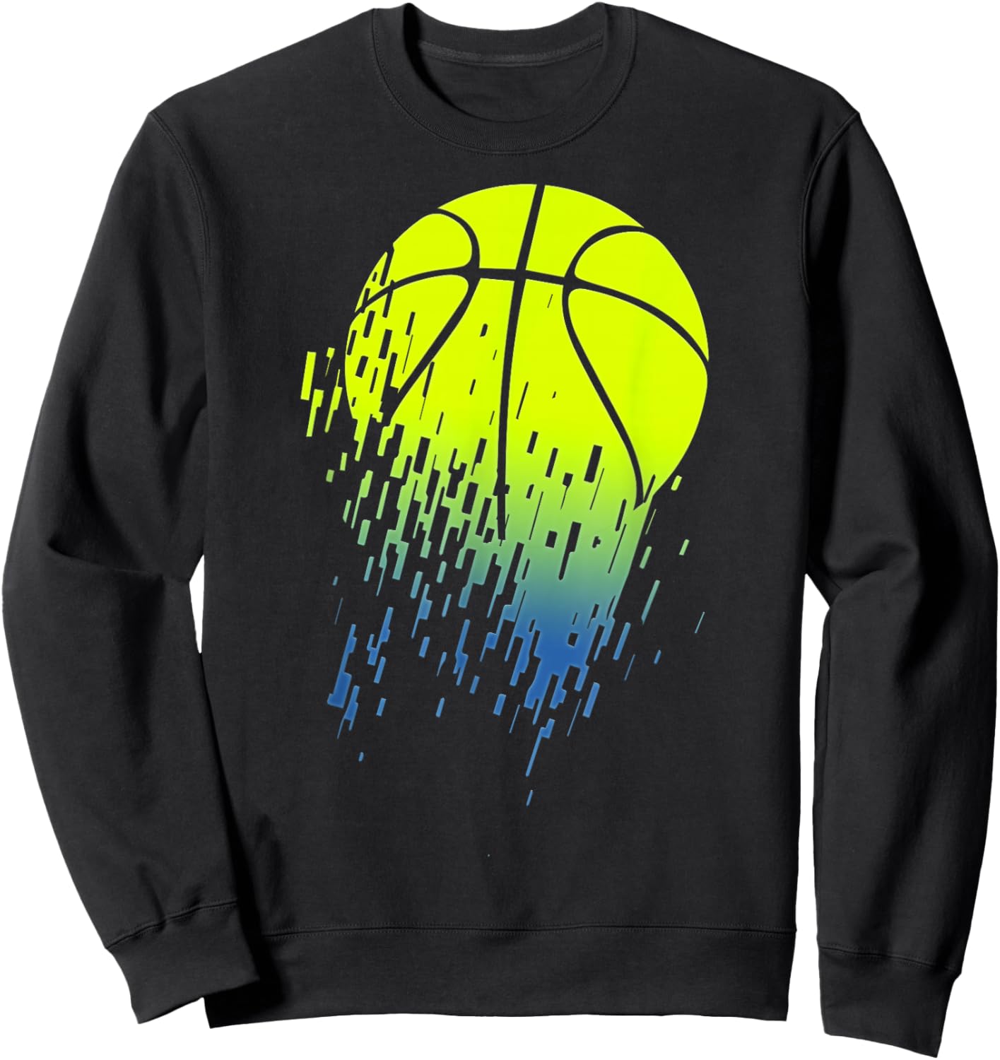 Disintegrating Neon Green Basketball Urban Sweatshirt - Sweatshirt | Black
