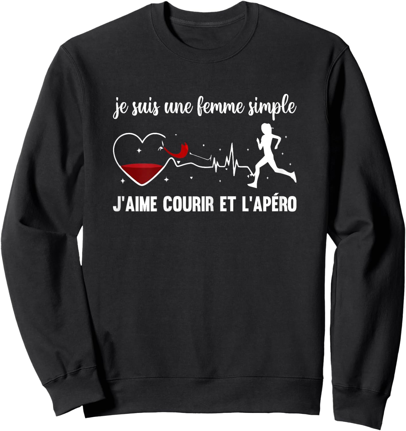 Women's Simple Gift Humor Running And Apero Sport Athletics , Black, Female X-Small Sweatshirt - Sweatshirt | Black