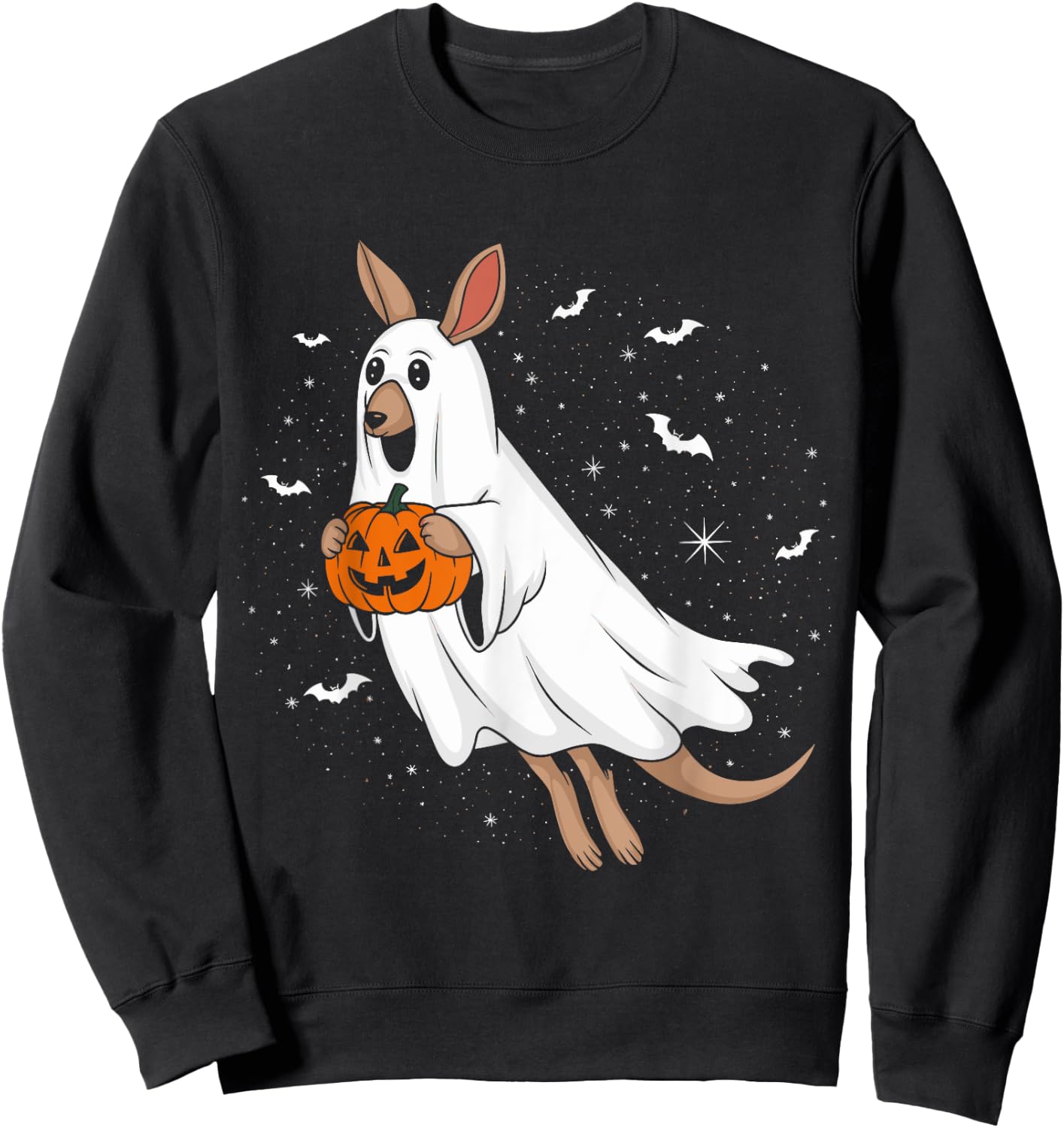 Funny Ghost Kangaroo Lovers Spooky Halloween Costume Sweatshirt - Sweatshirt | Black
