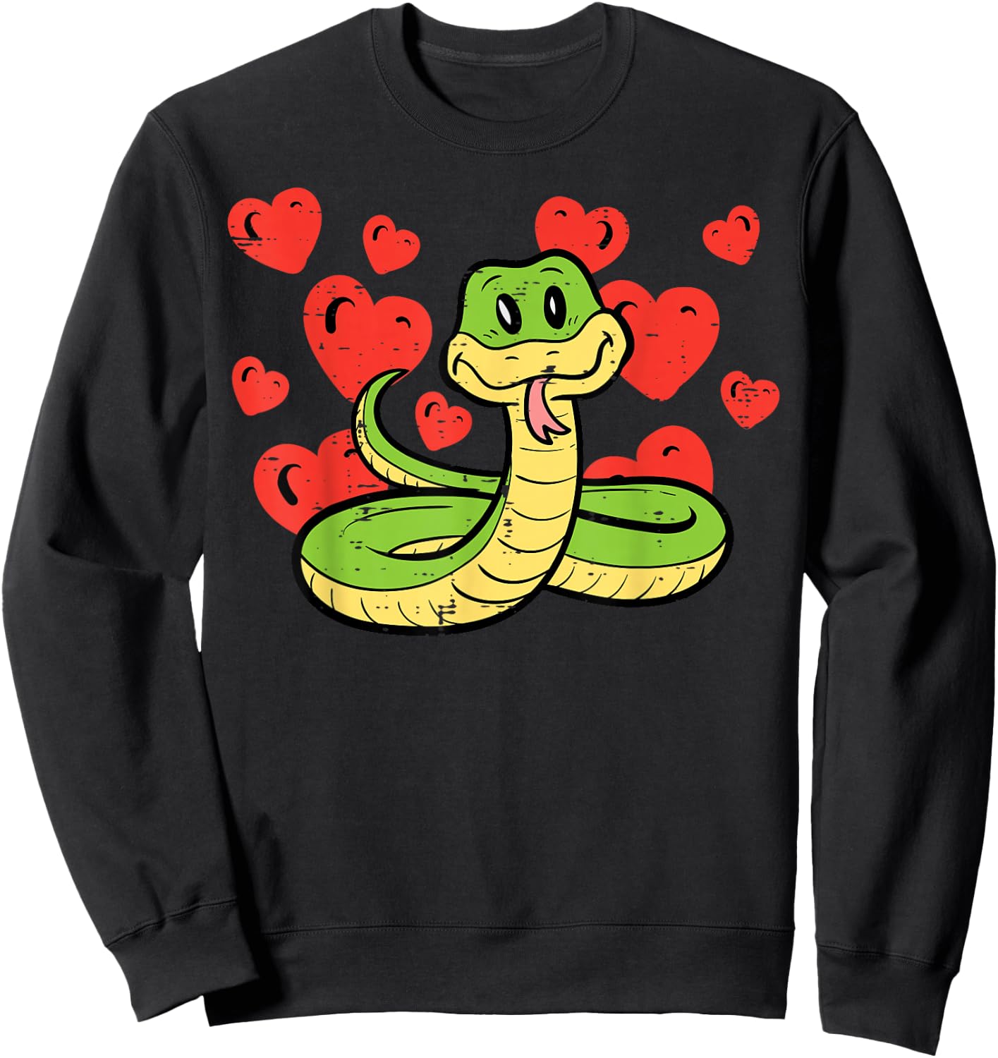 Valentines Day Snake Hearts Funny Animal Men Women Kids Sweatshirt - Sweatshirt | Black