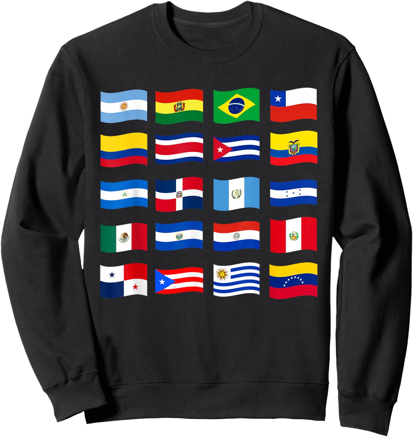 Hispanic Heritage Month National Latino Countries Flags Sweatshirt - Sweatshirt | Black