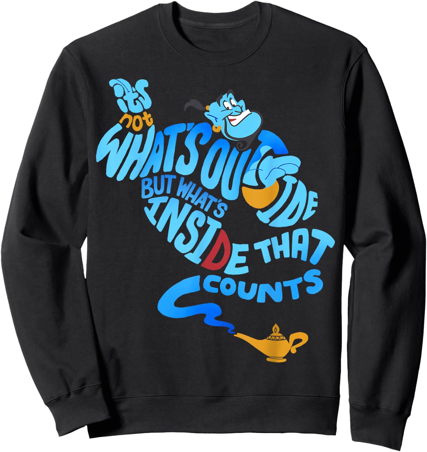 Disney Aladdin Genie Out Bottle Quote Graphic Sweatshirt - Sweatshirt | Black